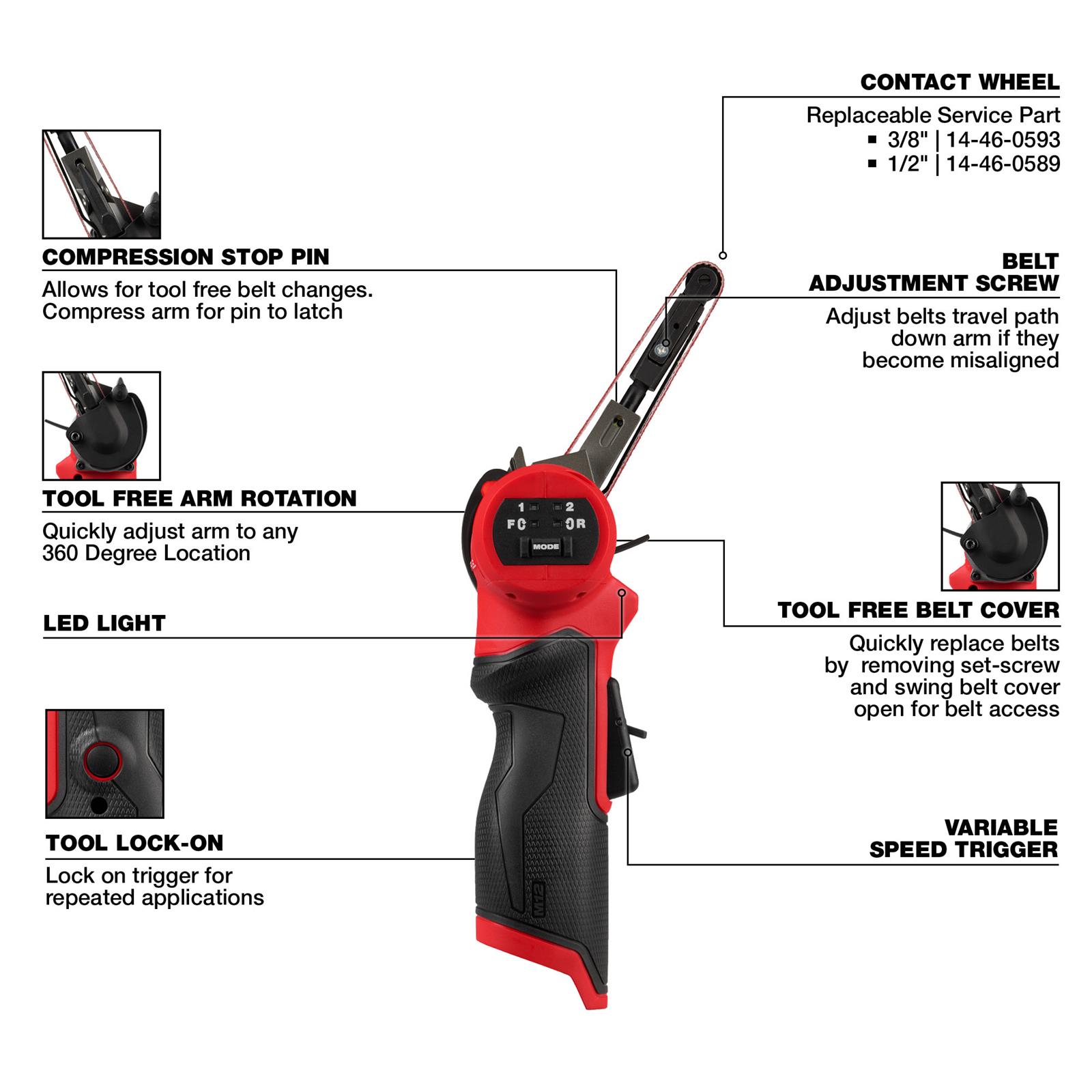 Milwaukee Tool 248320 Milwaukee M12 FUEL Cordless LithiumIon Bandfile