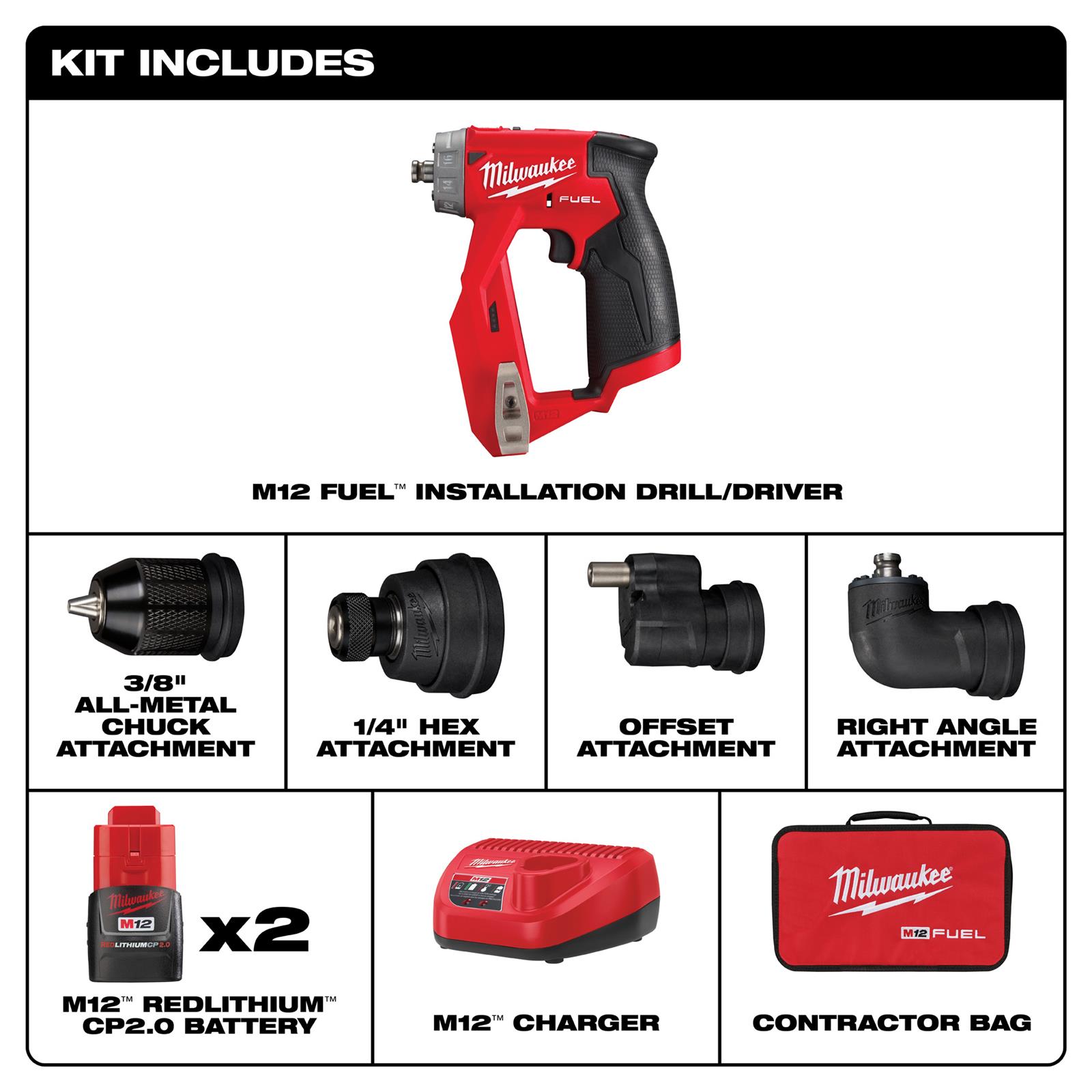 Milwaukee Tool 2505-22 Milwaukee M12 FUEL Installation Drill Drivers ...