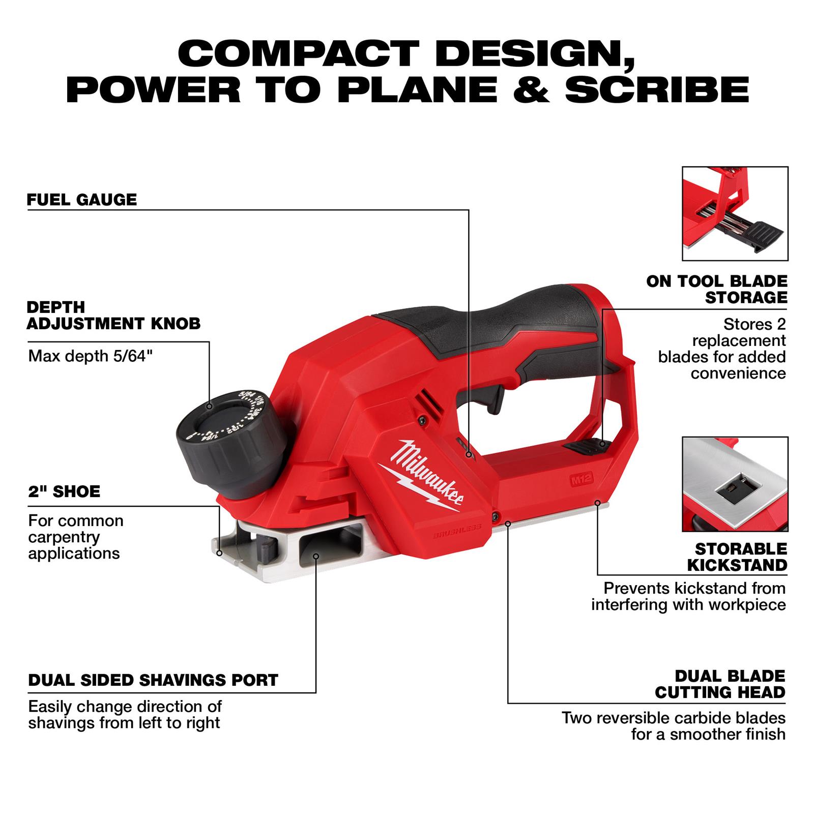 Milwaukee Tool 252420 Milwaukee M12 Brushless Planers Summit Racing
