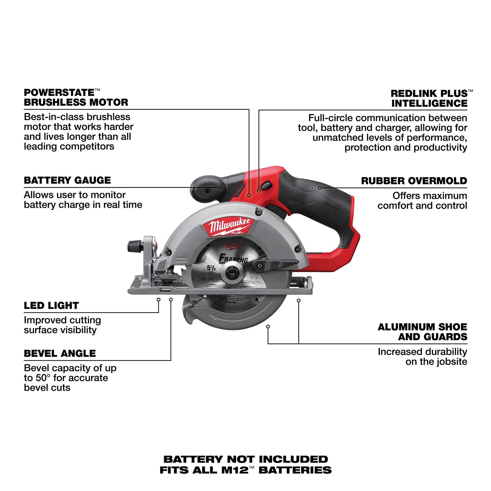 Milwaukee Tool 2530-20 Milwaukee M12 FUEL 5 3/8 in. Circular Saws