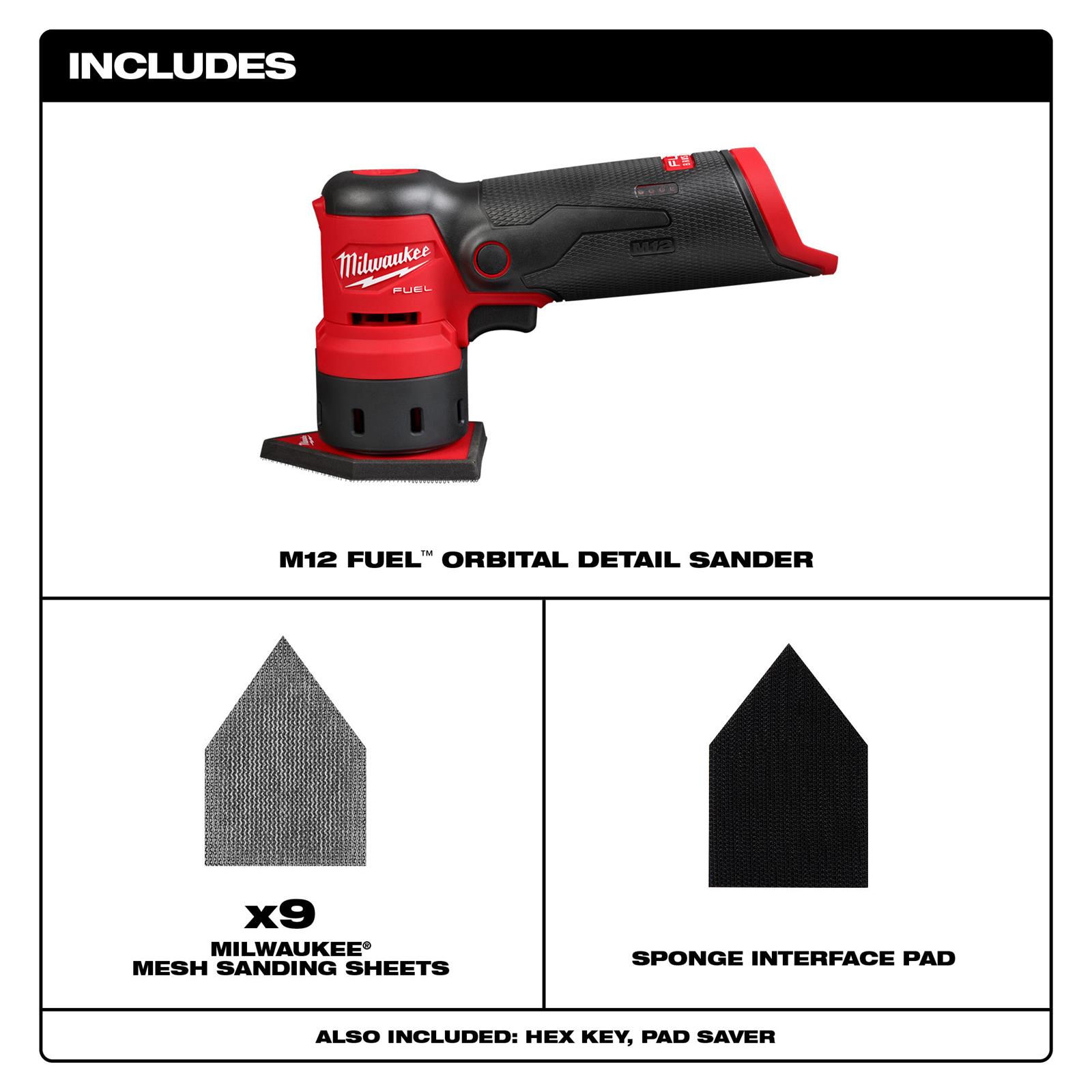 Milwaukee Tool 253120 Milwaukee M12 FUEL Orbital Detail Sanders