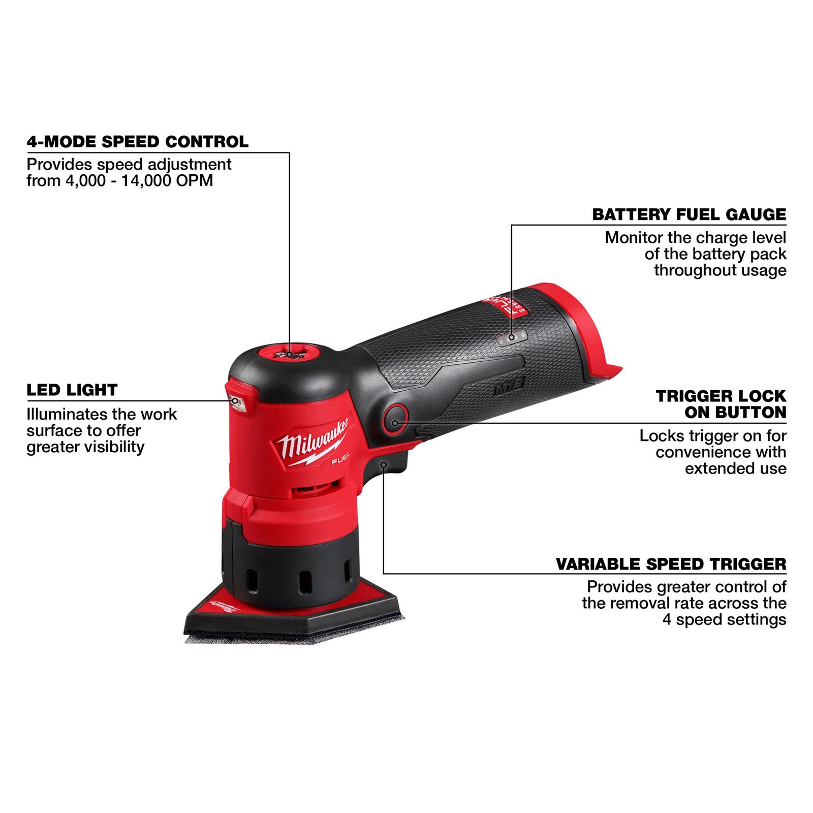Milwaukee Tool 253120 Milwaukee M12 FUEL Orbital Detail Sanders