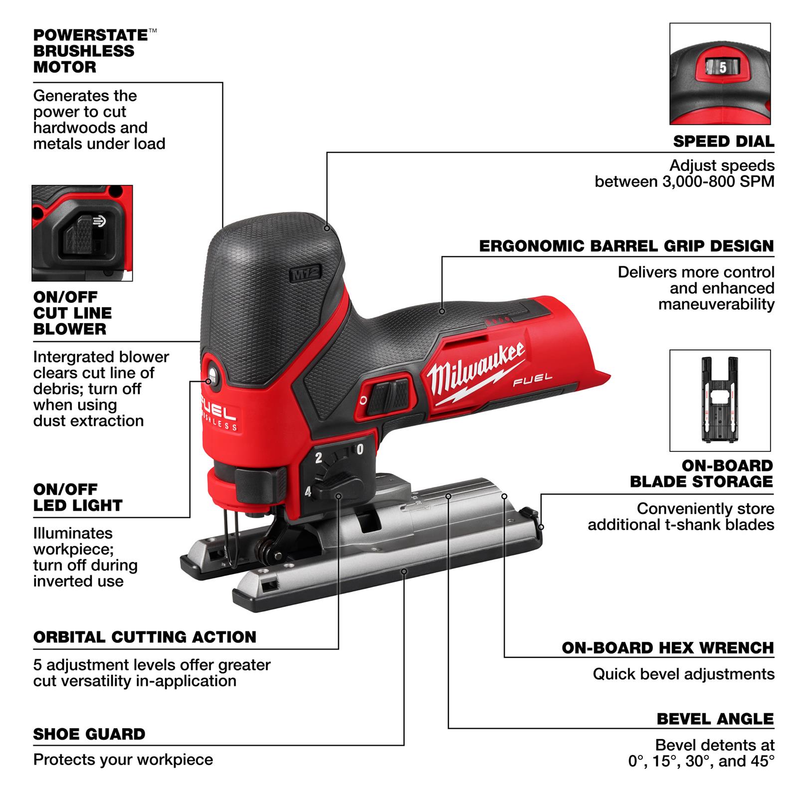 Milwaukee Tool 254520 Milwaukee M12 FUEL Jig Saws Summit Racing