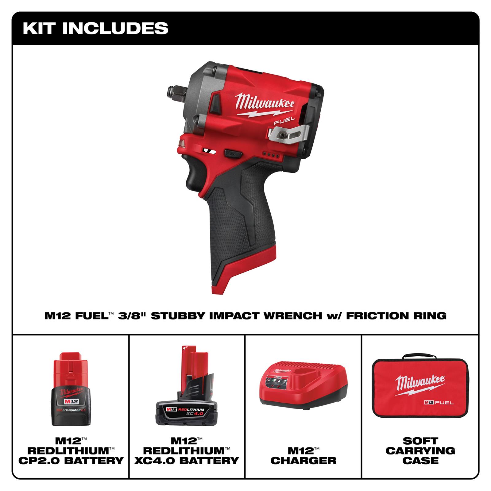 Milwaukee Tool 2554-22 Milwaukee M12 FUEL Stubby Impact Wrenches