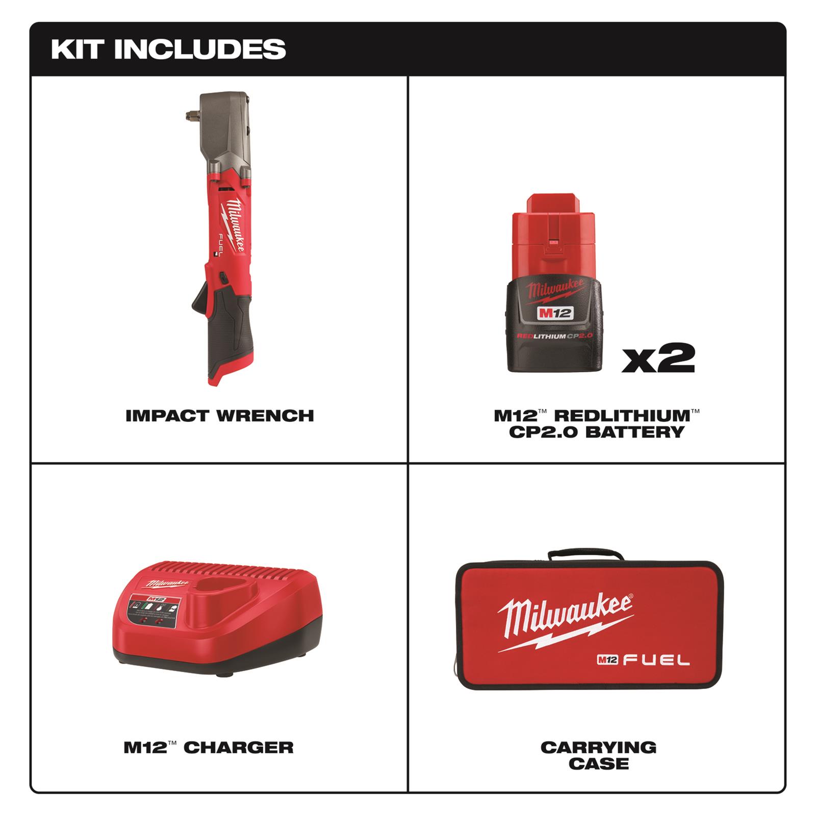 Milwaukee Tool 256422 Milwaukee M12 FUEL Right Angle Impact Wrenches