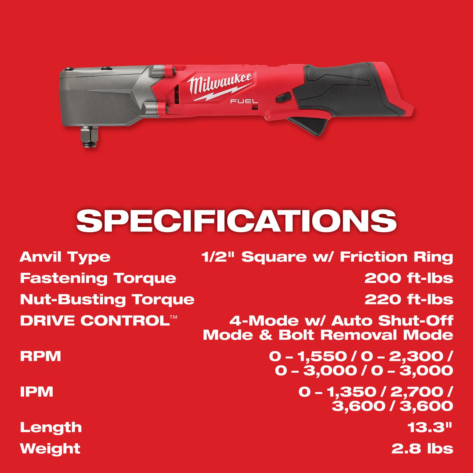 Milwaukee Tool 2565-20 Milwaukee M12 FUEL Right Angle Impact
