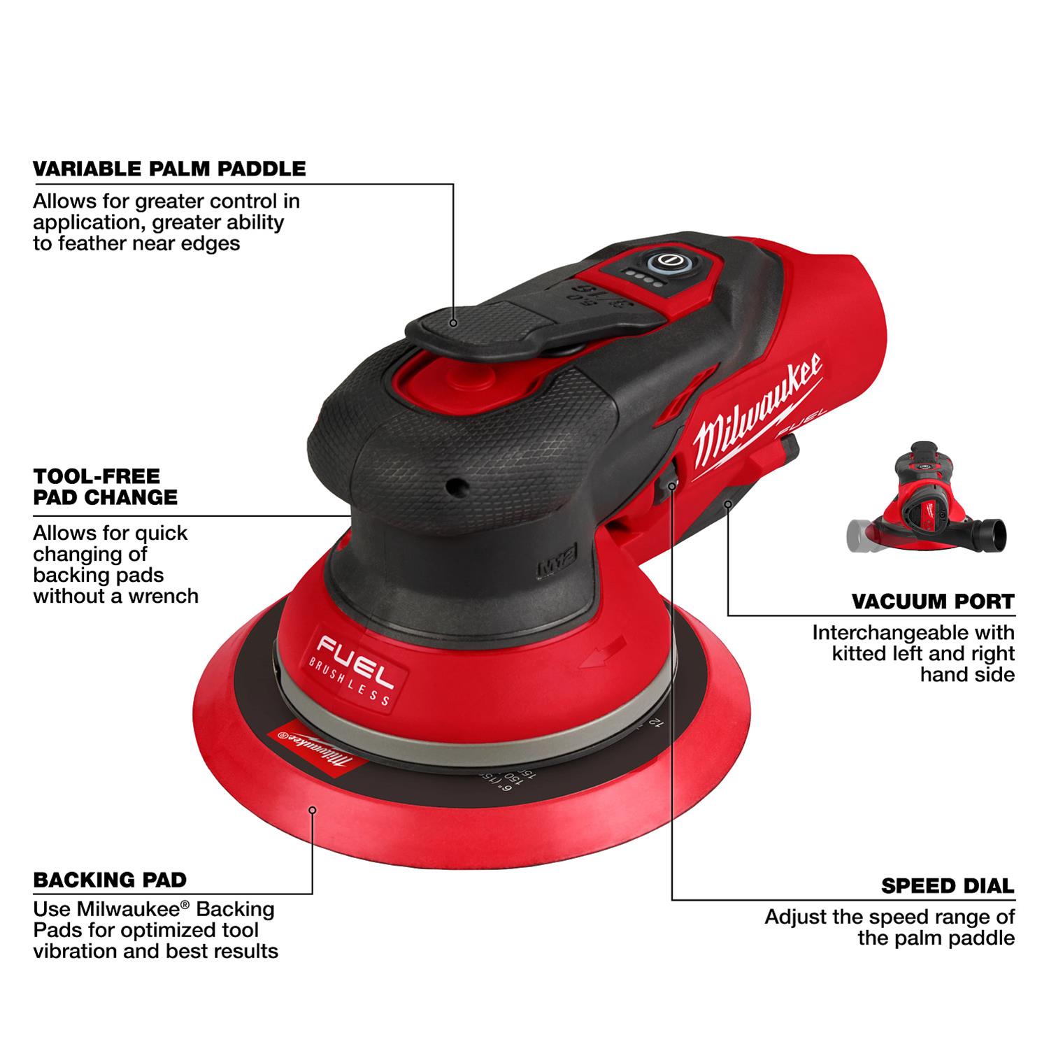 Milwaukee Tool 2585-20 Milwaukee M12 FUEL 6 in. Random Orbital