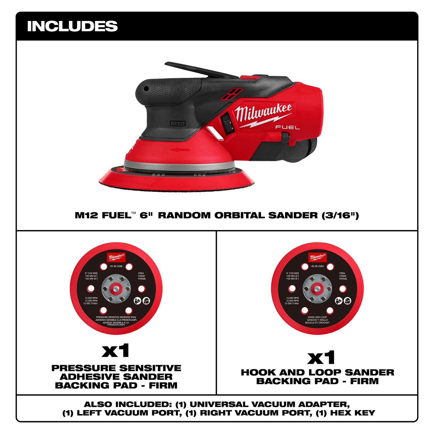 Milwaukee Tool 2585-20 Milwaukee M12 FUEL 6 in. Random Orbital