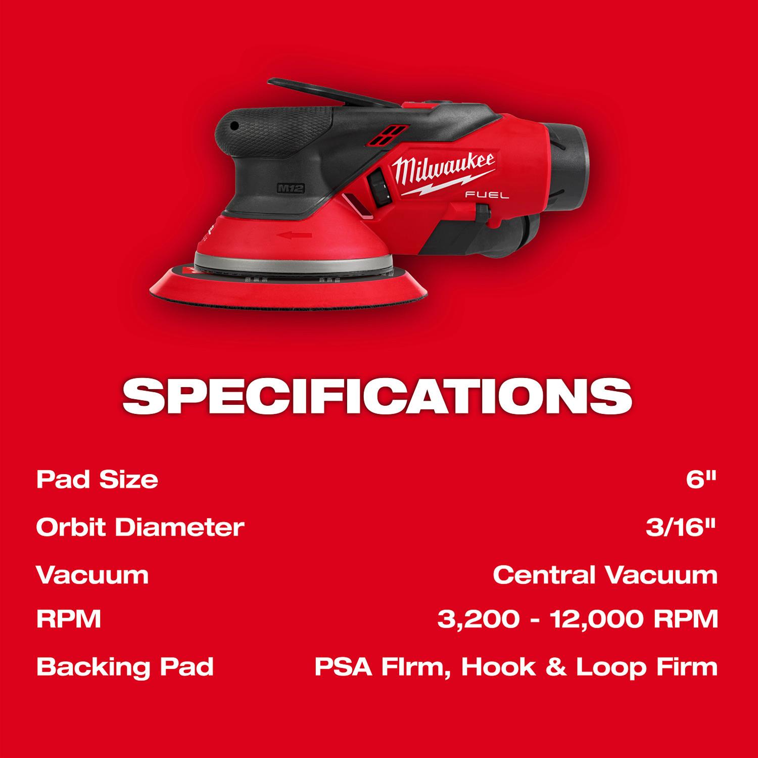 Milwaukee Tool 2585-22CX Milwaukee M12 FUEL 6 in. Random Orbital