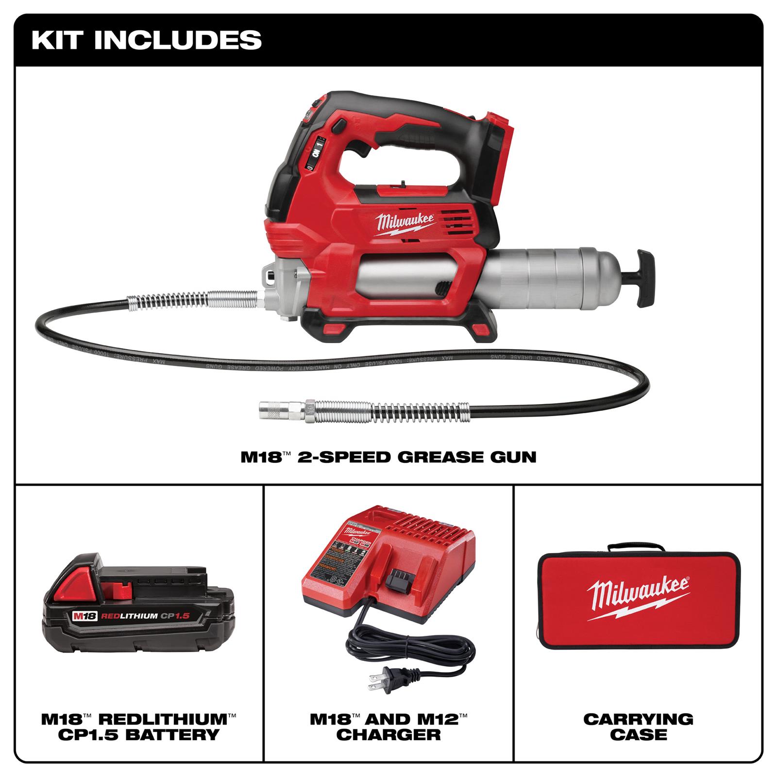 Milwaukee Tool 264621CT Milwaukee M18 Cordless 2Speed Grease Guns