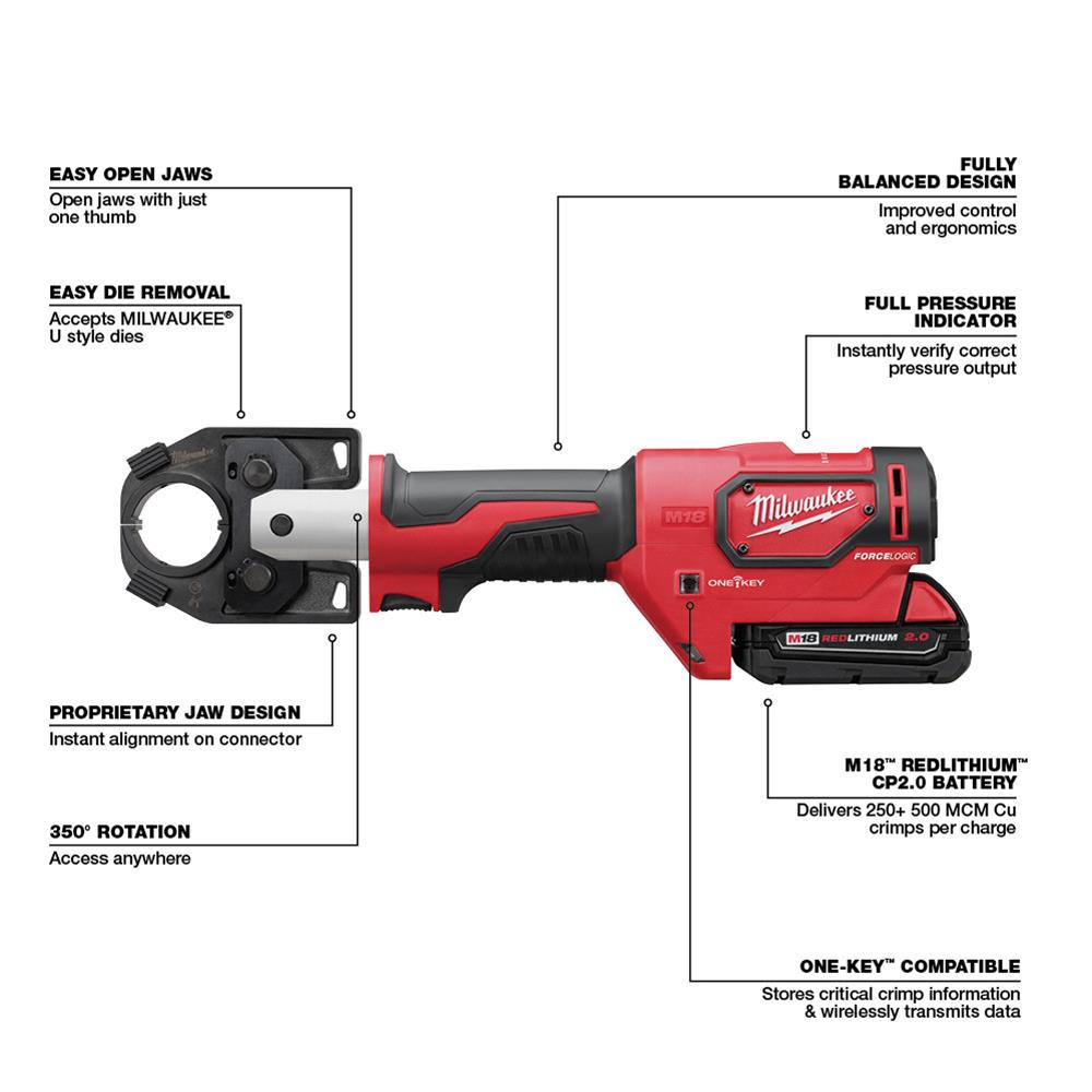 Milwaukee Tool 2679-22 Milwaukee FORCE LOGIC 600 MCM Crimpers