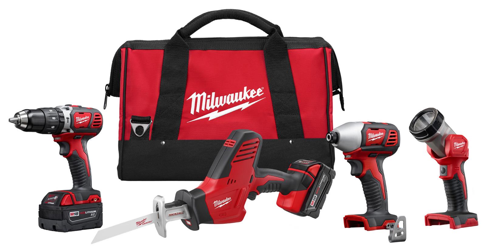 Milwaukee Tool 2695-24 Milwaukee M18 Cordless Lithium-Ion 4-Tool Combo ...