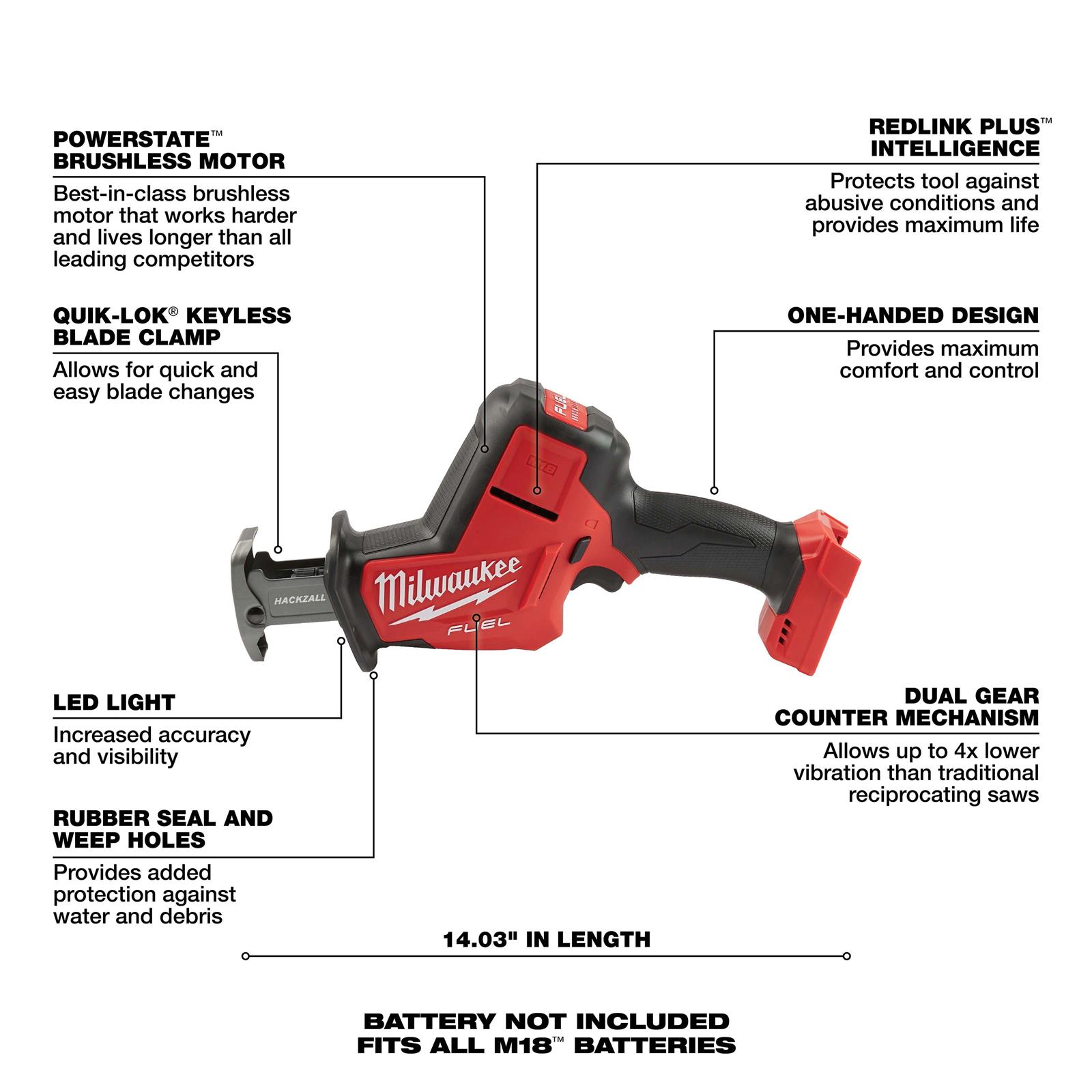 Milwaukee Tool 2719-20 Milwaukee M18 FUEL HACKZALL Reciprocating