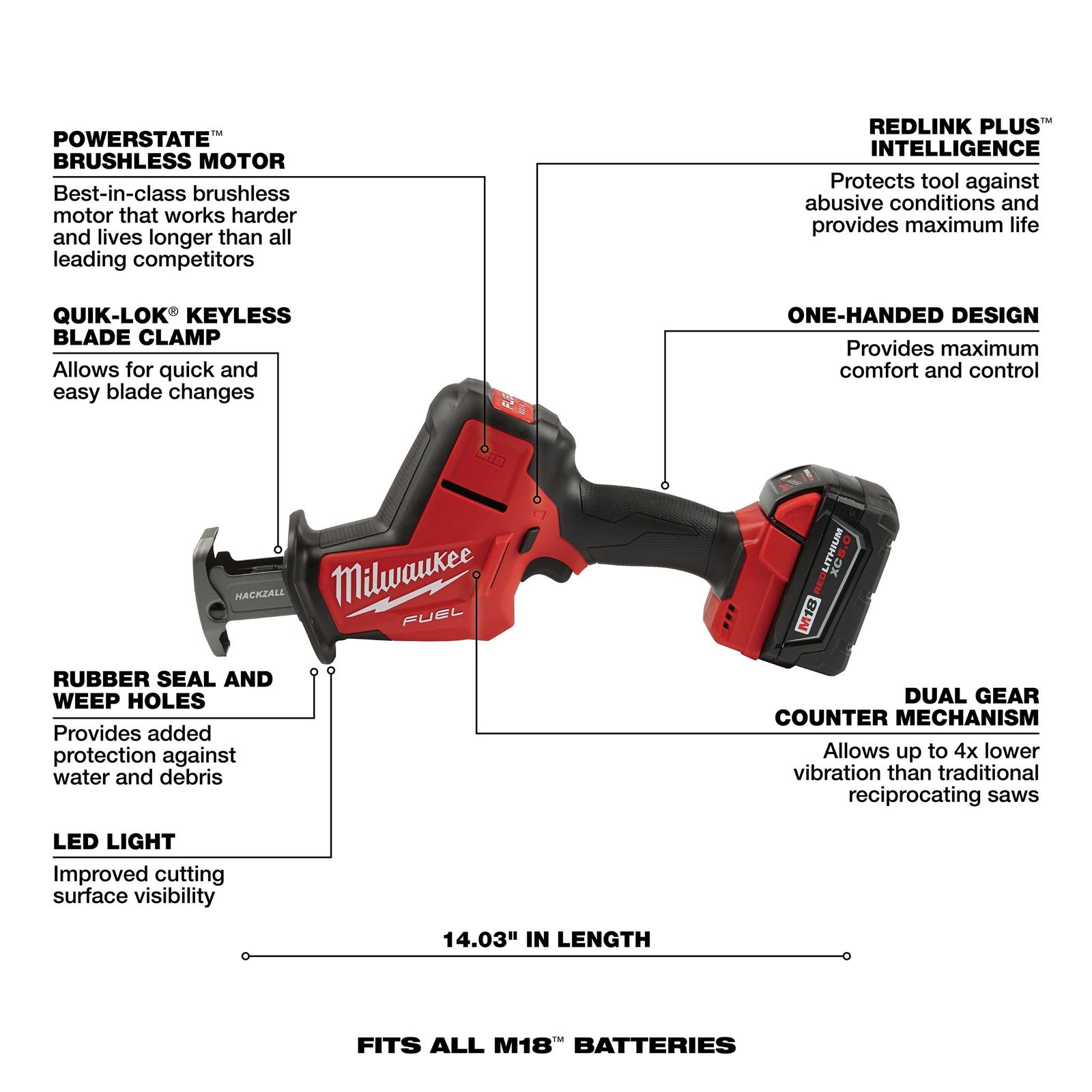 Milwaukee Tool 2719-21 Milwaukee M18 FUEL HACKZALL Reciprocating