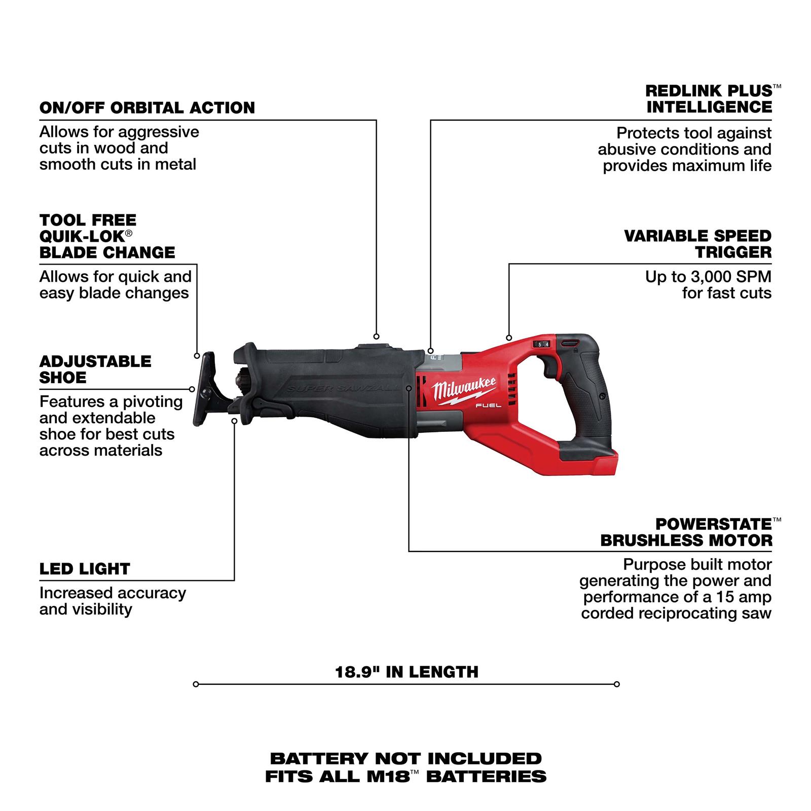 Milwaukee Tool 2722-20 Milwaukee M18 FUEL SUPER SAWZALL