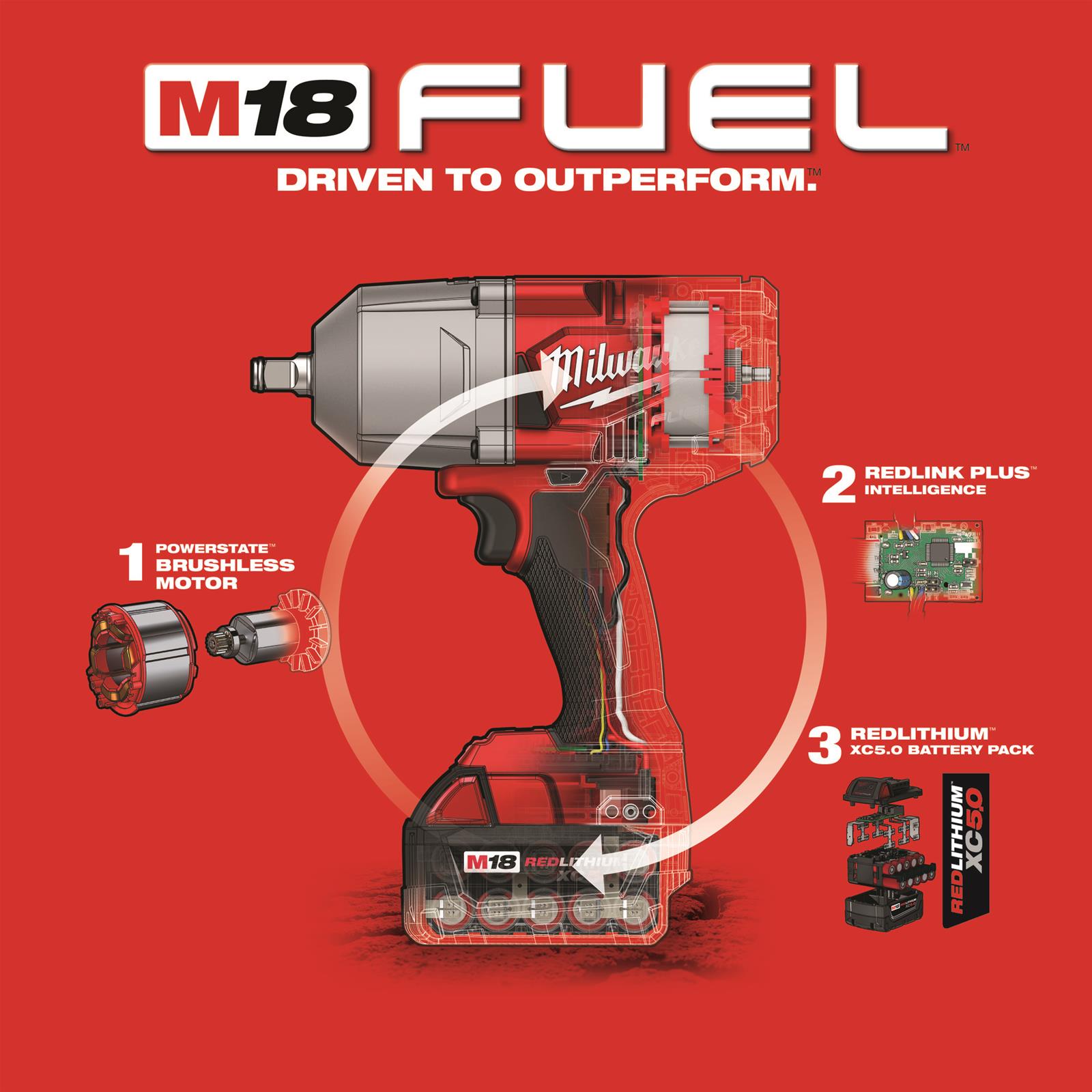 Milwaukee Tool 276722GR Milwaukee M18 FUEL HighTorque Impact Wrench