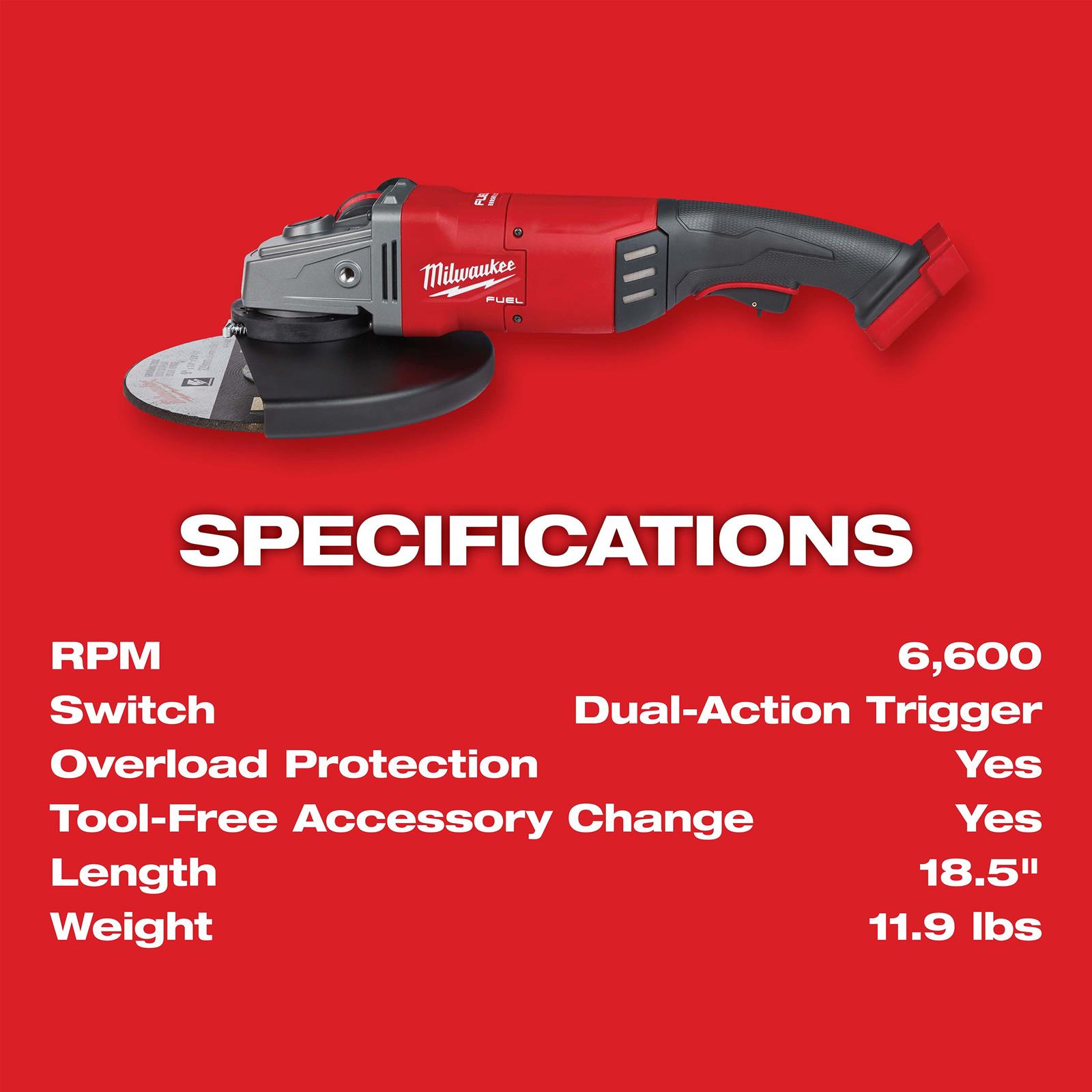 Milwaukee Tool 2785-20 Milwaukee M18 FUEL Large Angle Grinders