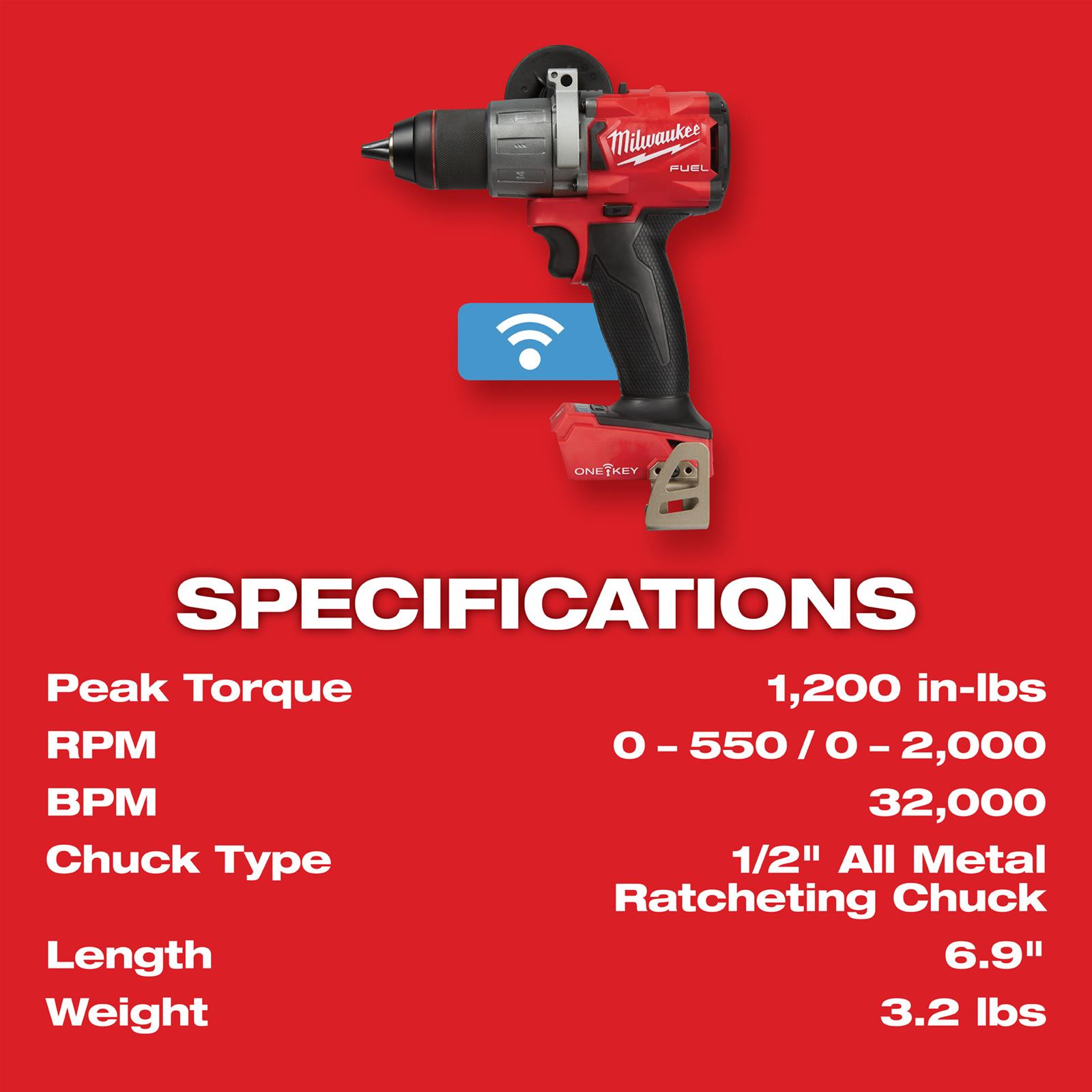 Milwaukee Tool 280620 Milwaukee M18 FUEL 1/2 in. Hammer Drill with ONE