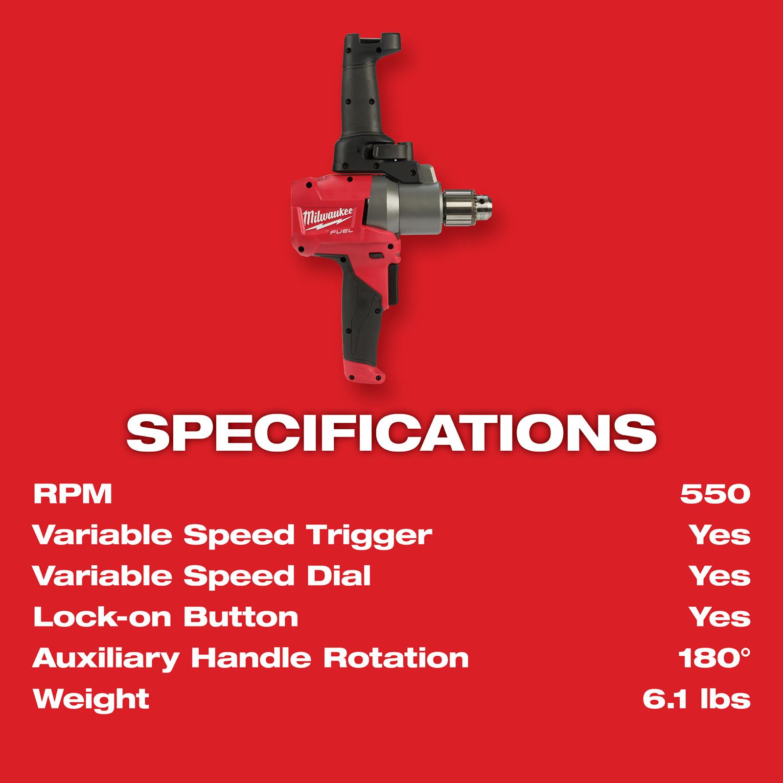 Milwaukee Tool 2810-20 Milwaukee M18 FUEL Mud Mixer Drills