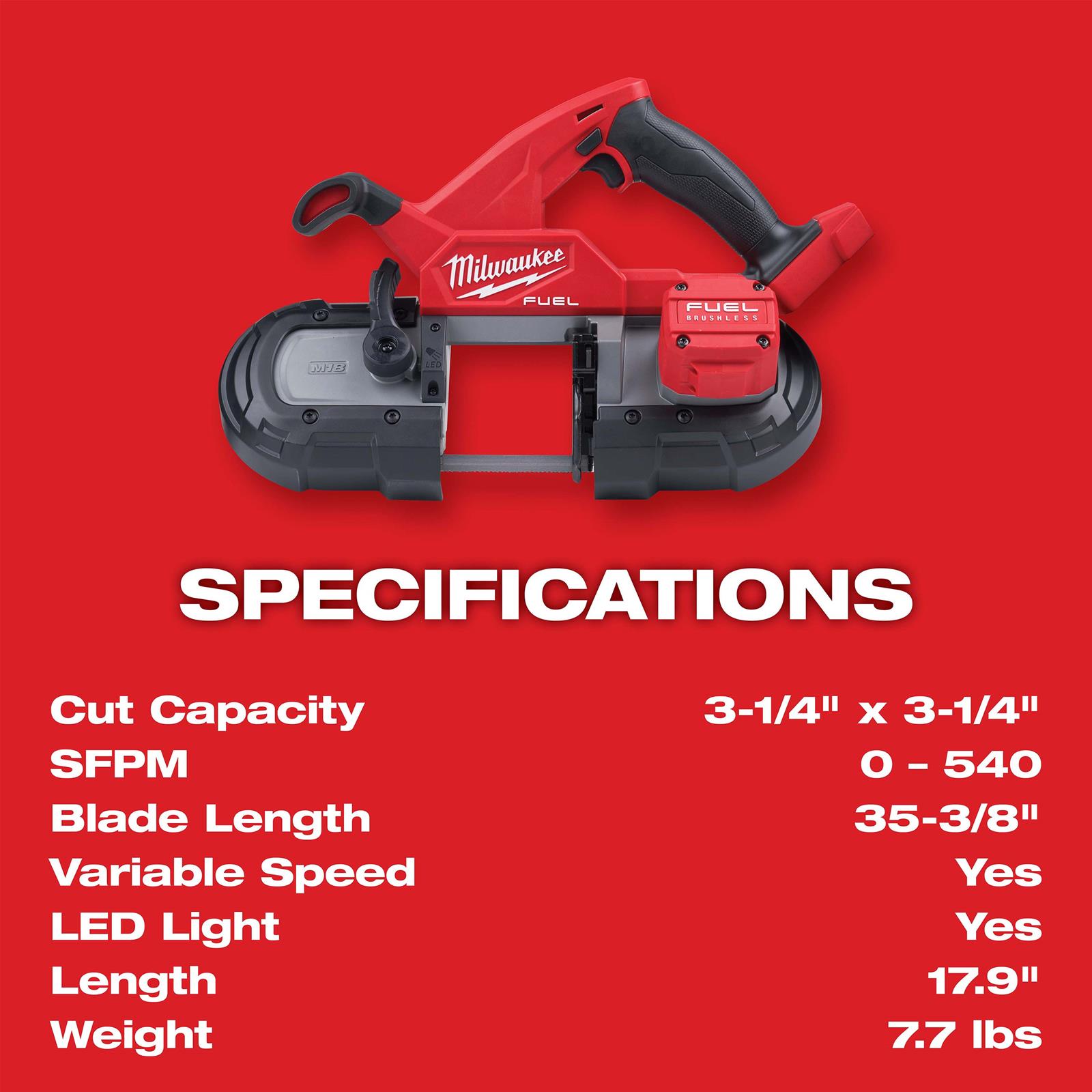ま Milwaukee Tool 2829-20 Milwaukee M18 FUEL Compact Band Saws