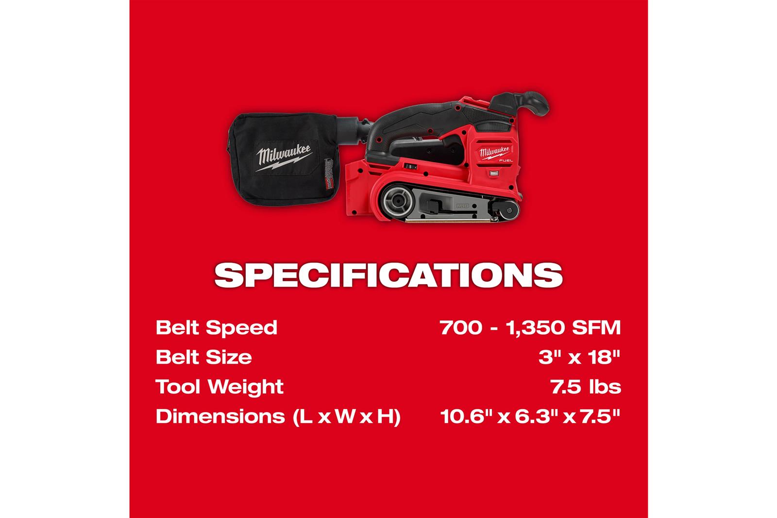 Milwaukee Tool 283220 Milwaukee M18 FUEL Cordless Belt Sanders Summit Racing