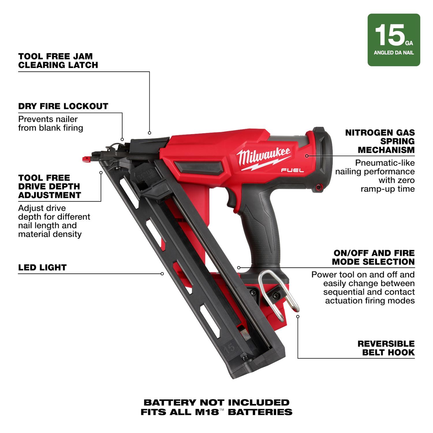 Milwaukee Tool 283920 Milwaukee M18 FUEL 15Gauge Finish Nailers