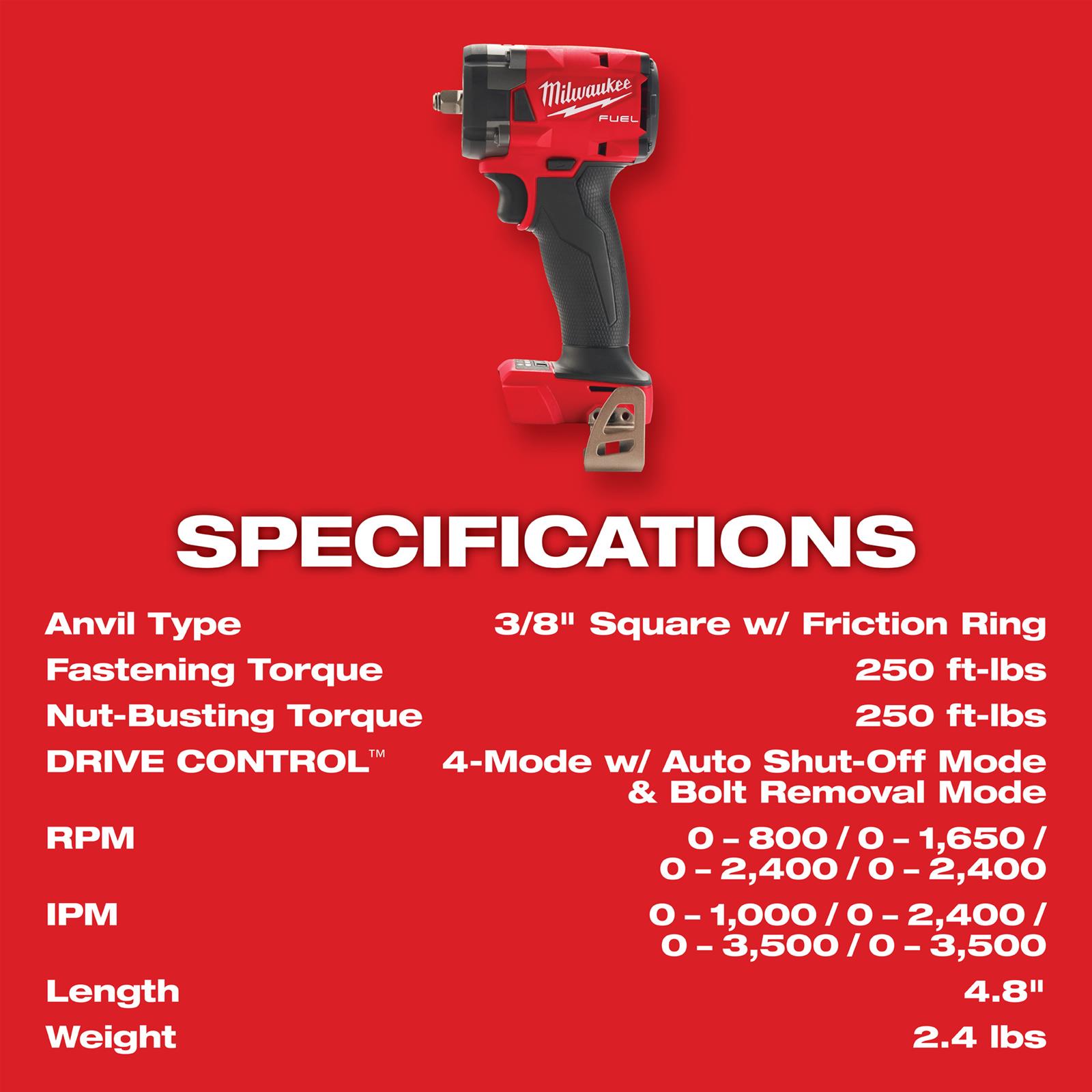 Milwaukee Tool 2854-22R Milwaukee M18 FUEL 3/8 in. Compact Impact ...