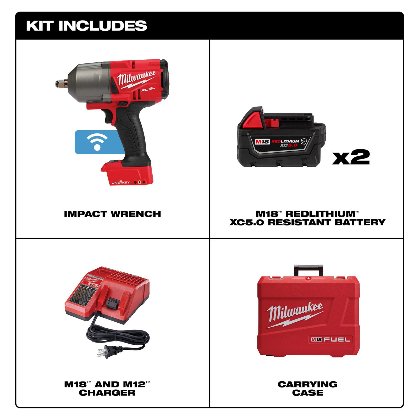 Milwaukee Tool 286322R Milwaukee M18 FUEL ONEKEY HighTorque 1/2 in. Impact Wrenches with