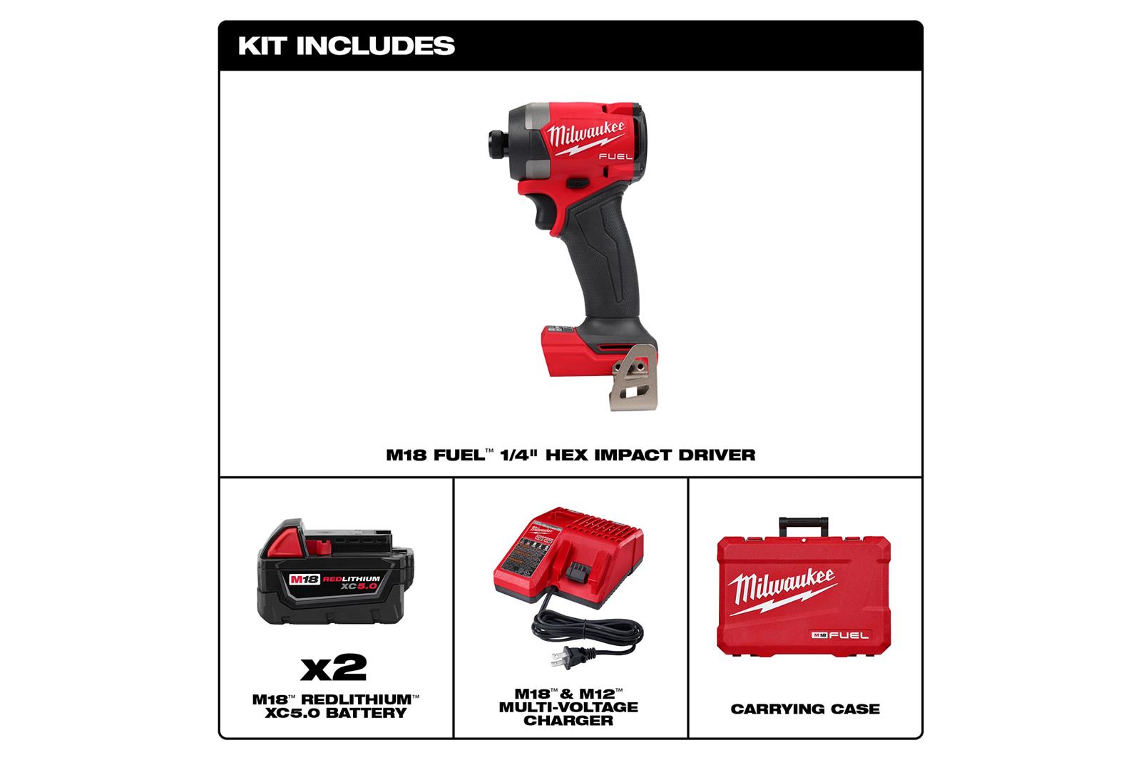 Milwaukee Tool 2953-22 Milwaukee M18 FUEL Brushless 1/4 in. Hex Impact ...