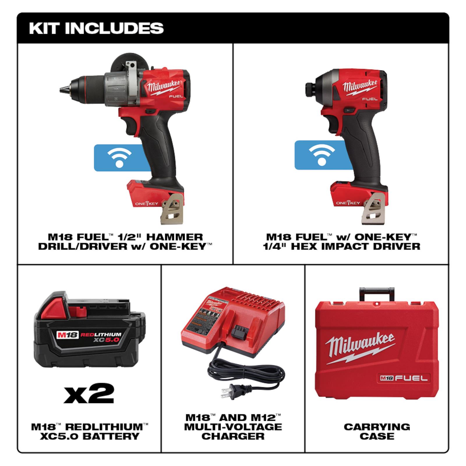 Milwaukee Tool 299622 Milwaukee M18 FUEL 2Tool Hammer Drill and