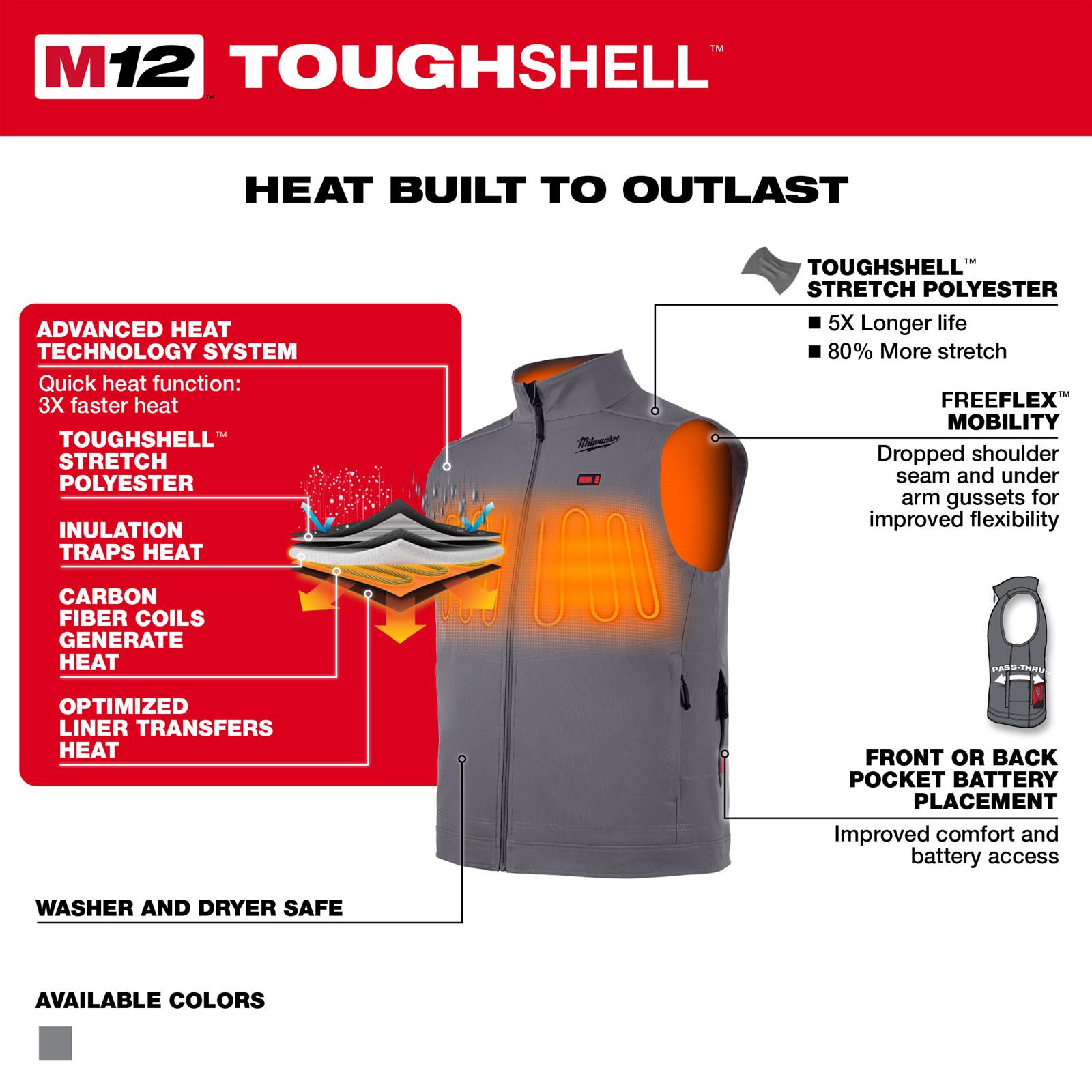 Milwaukee Tool 304G-20XL Milwaukee M12 Heated TOUGHSHELL Vests
