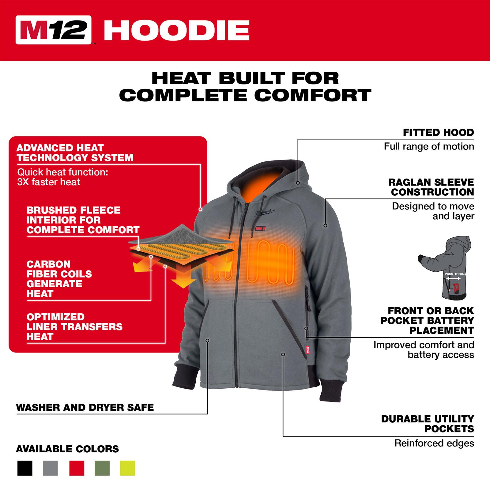 Milwaukee Tool 306B-21XL Milwaukee M12 Heated Hooded Sweatshirts