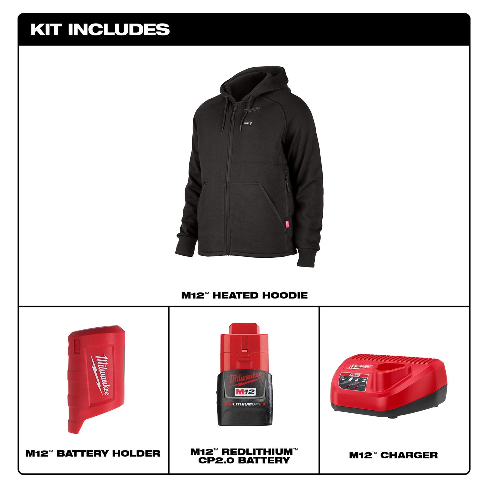 Milwaukee Tool 306B-21XL Milwaukee M12 Heated Hooded Sweatshirts