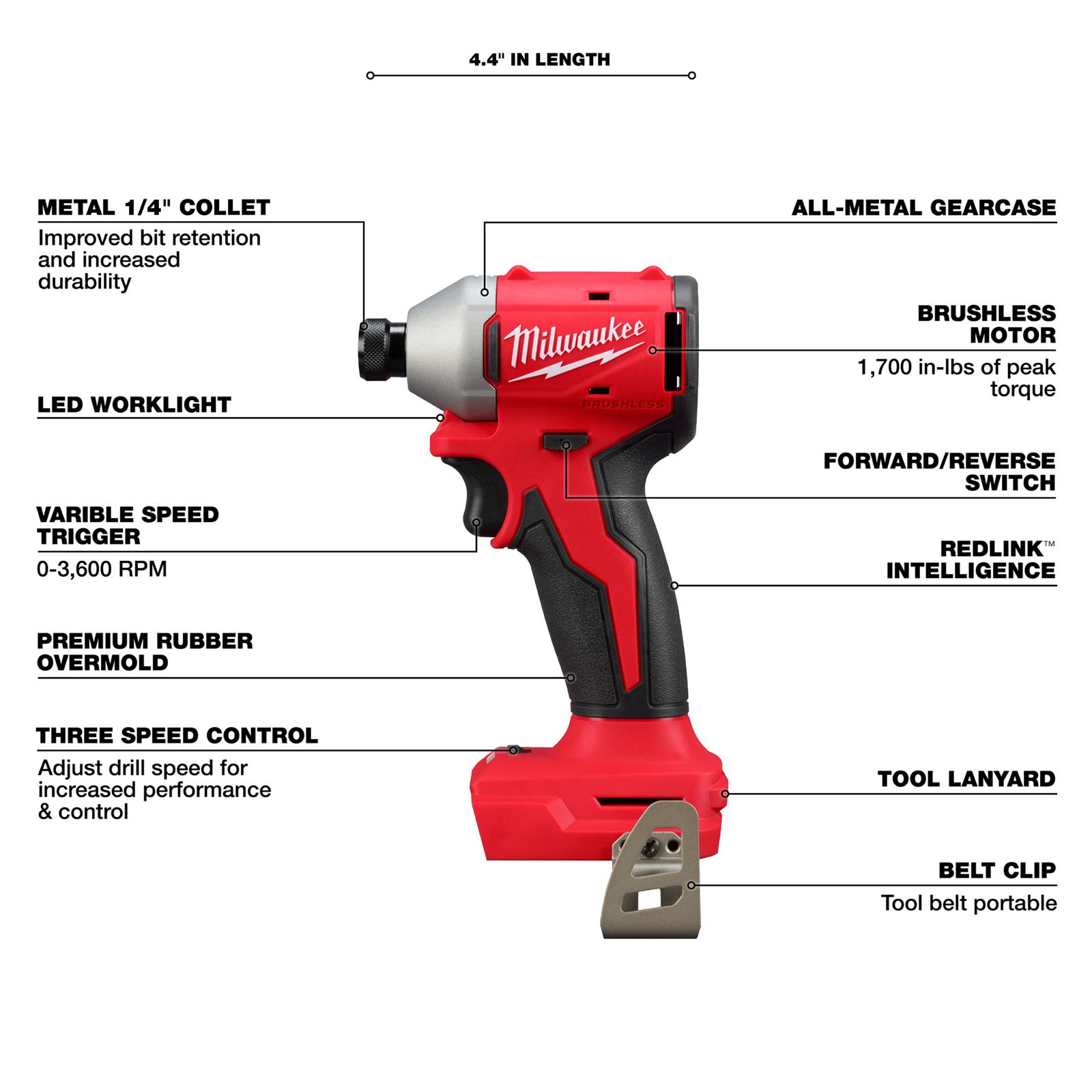 Milwaukee Tool 365120 Milwaukee M18 Compact Brushless 1/4 in. Hex