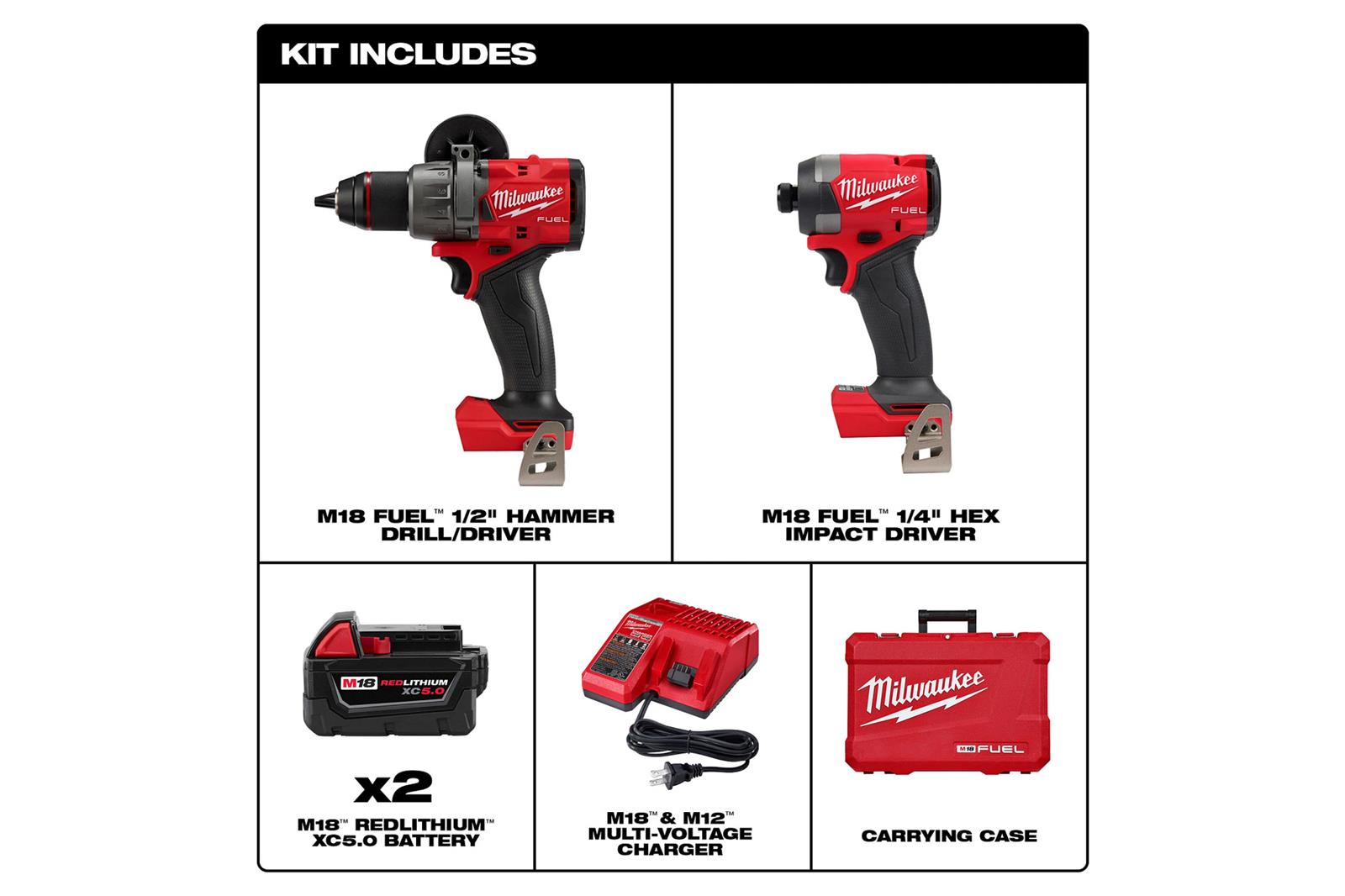 Milwaukee Tool 369722 Milwaukee M18 Cordless LithiumIon 2Tool Combo