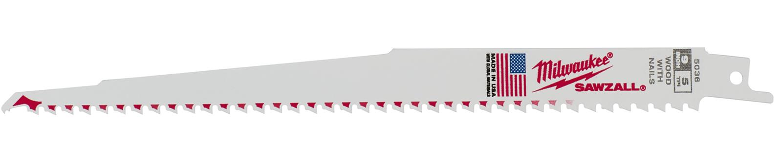 Milwaukee 48-01-6036 9 In. 5 TPI SAWZALL Nail Embedded Wood Reciprocat
