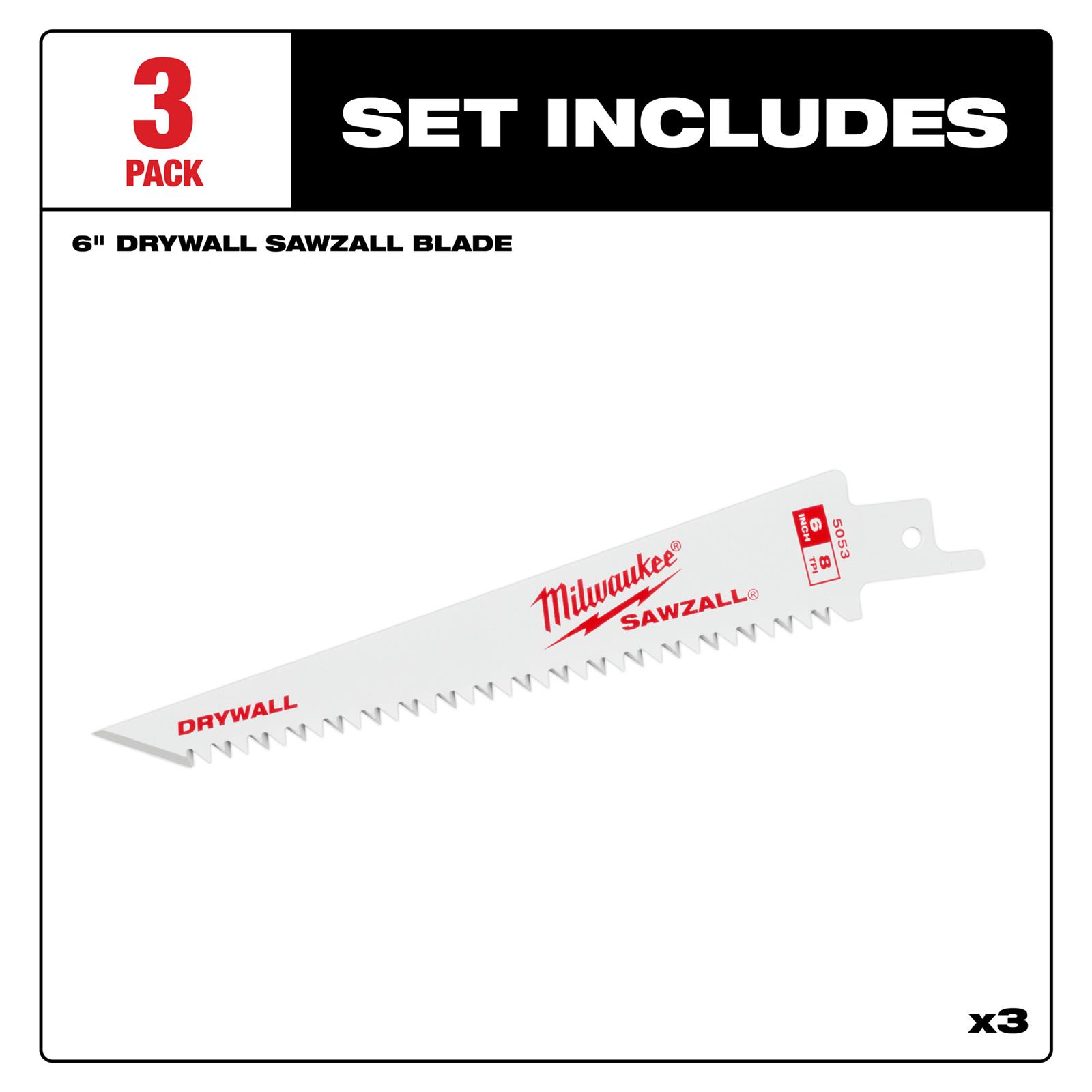 Milwaukee Tool 48-00-5053 Milwaukee 6 in. 8TPI Drywall SAWZALL