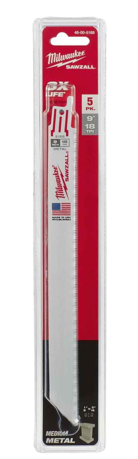 Milwaukee Tool 48-00-5188 Milwaukee SAWZALL Standard Metal Blades