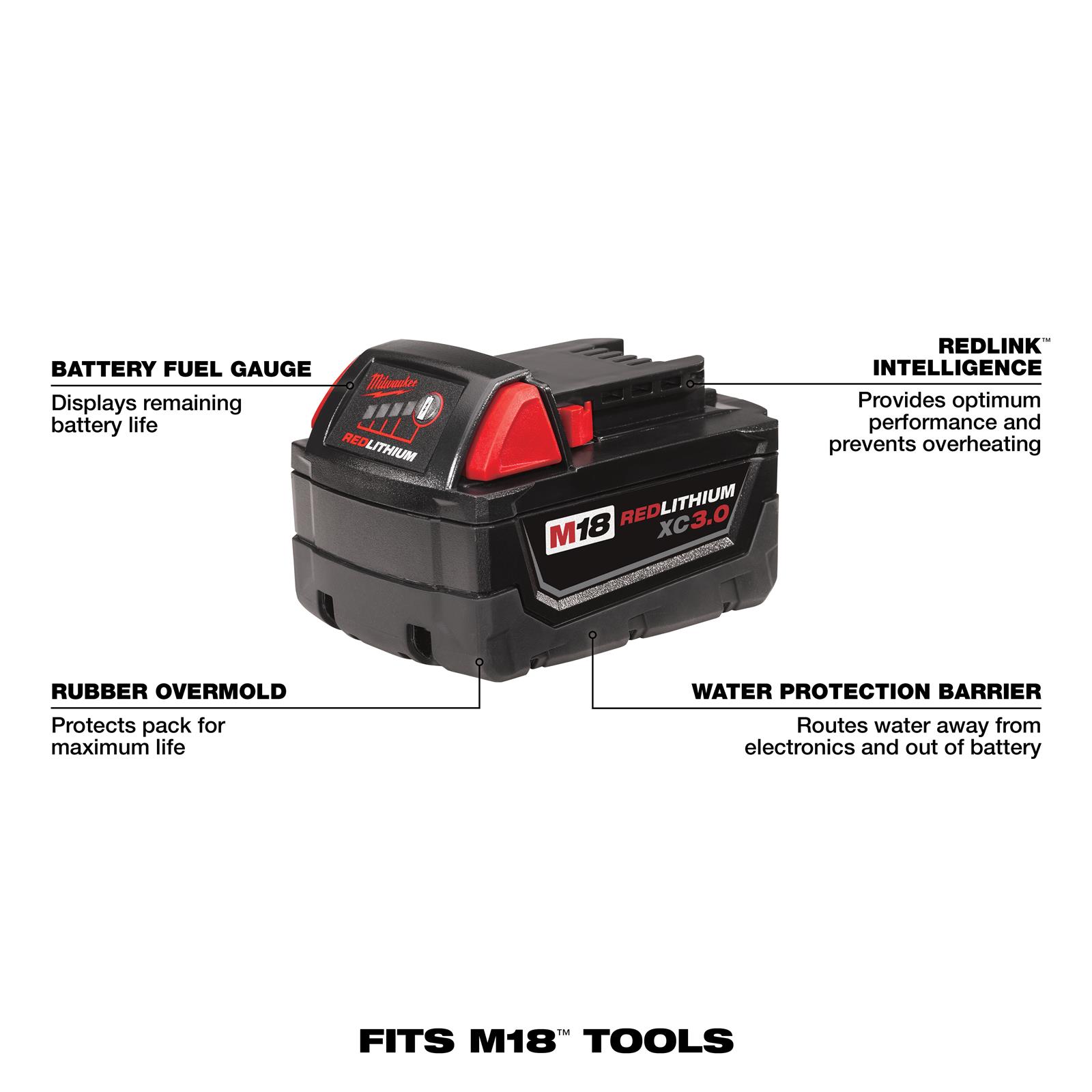 Milwaukee Tool 48-11-1822 Milwaukee M18 REDLITHIUM XC3.0 Battery 2 Milwaukee Tool 48-11-1822 Milwaukee M18 REDLITHIUM XC3.0 Battery 2