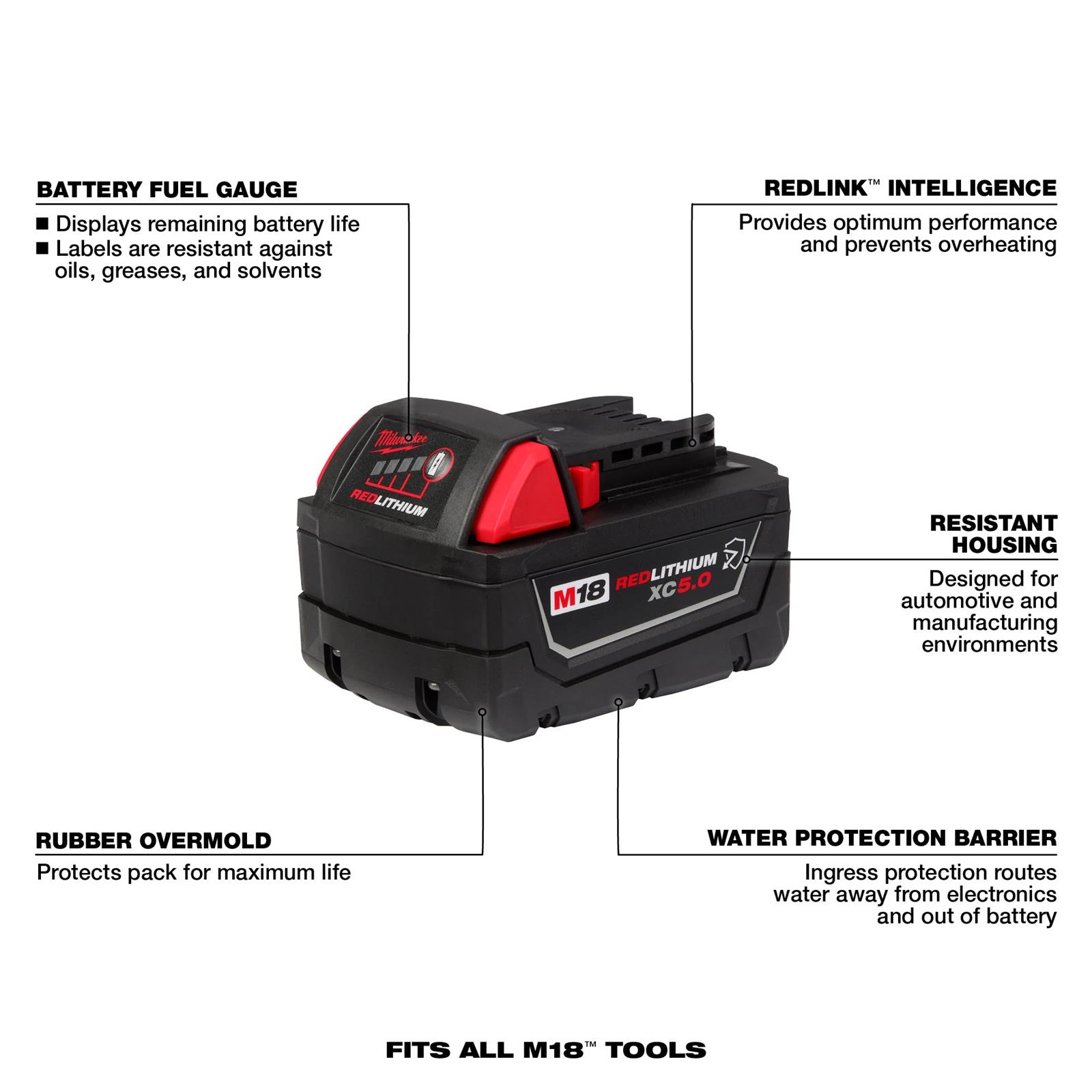 Milwaukee Tool 48-11-1850R Milwaukee M18 REDLITHIUM XC5.0
