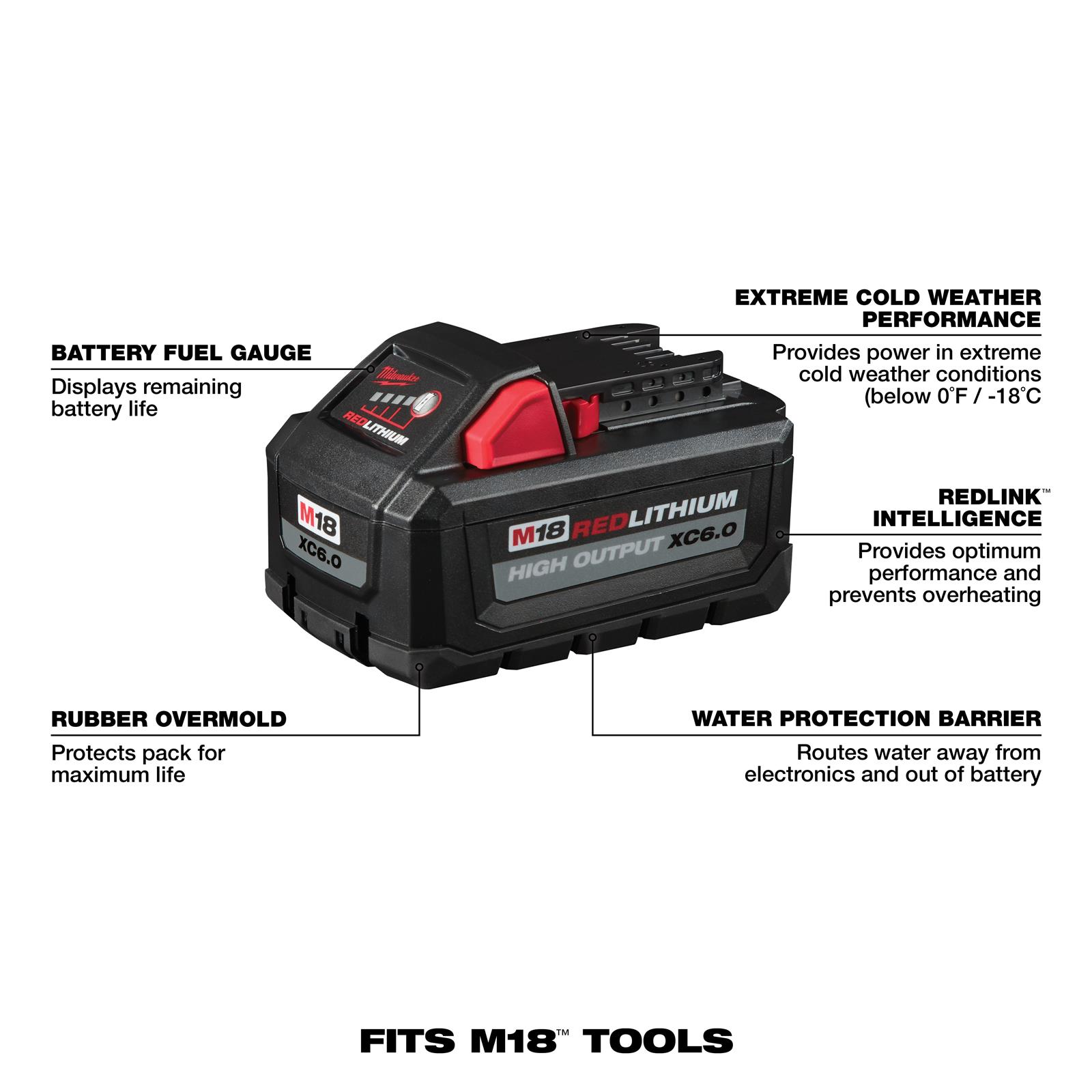 Milwaukee tool 48 11 1865 milwaukee m18 redlithium high output xc6 0