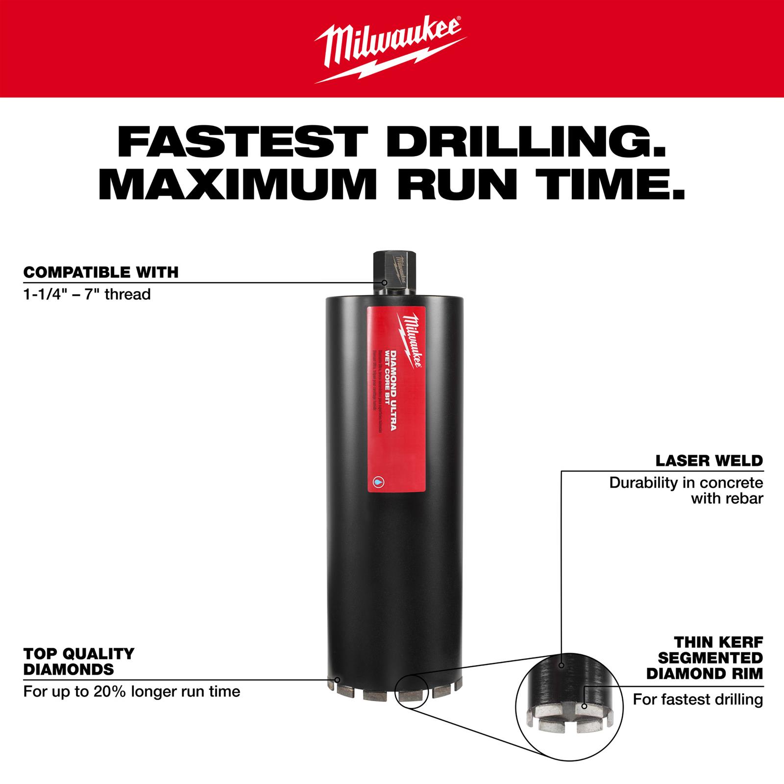 Milwaukee Tool 48175050 Milwaukee Diamond UltraWet Core Drill Bits