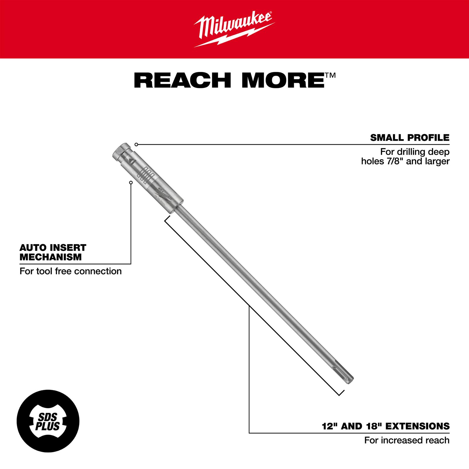 Milwaukee Tool 48-20-6945 Milwaukee PLUS-LOK SDS Plus Extensions