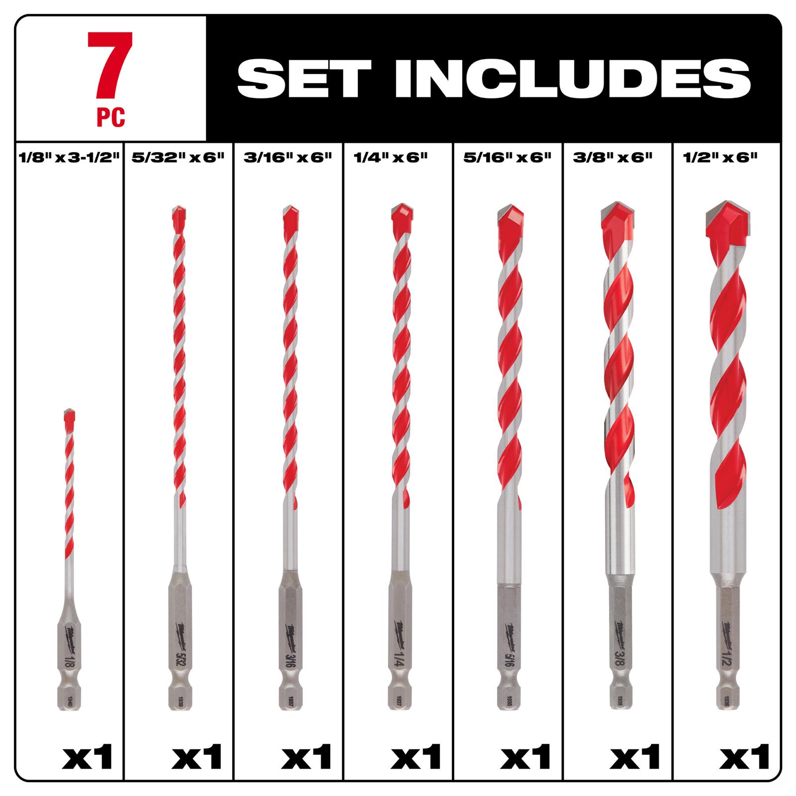 AMERI セット88-99‼️最安値‼️ Milwaukee Tool 48-20-9057 Milwaukee Carbide Hammer Drill Bits