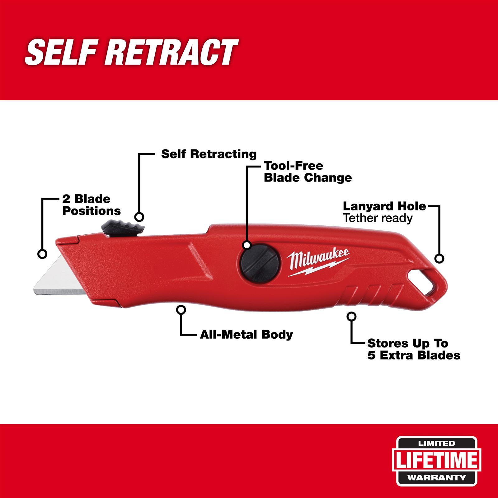 Milwaukee Tool 48-22-1512 Milwaukee Self-Retracting Utility Knives