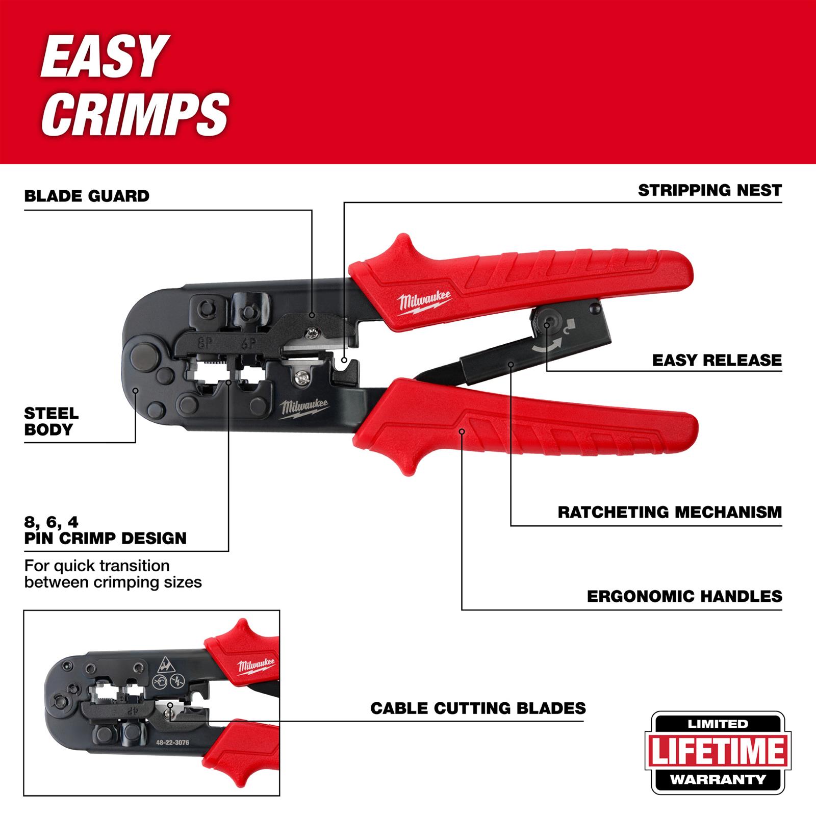 Milwaukee Tool 48223076 Milwaukee Ratcheting Modular Crimper