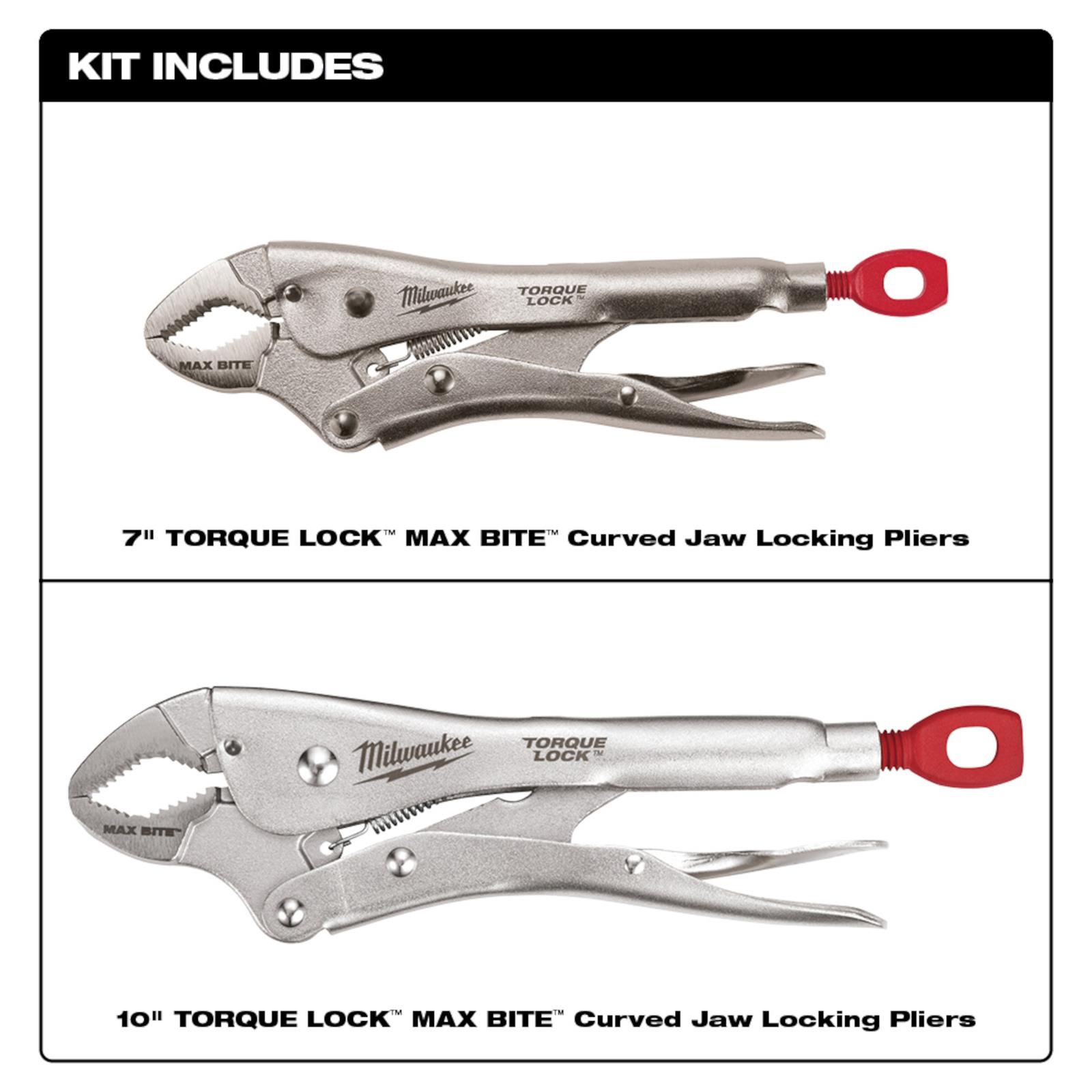 Milwaukee Tool 48223702 Milwaukee TORQUE LOCK MAXBITE Curved Jaw Locking Plier Sets Summit