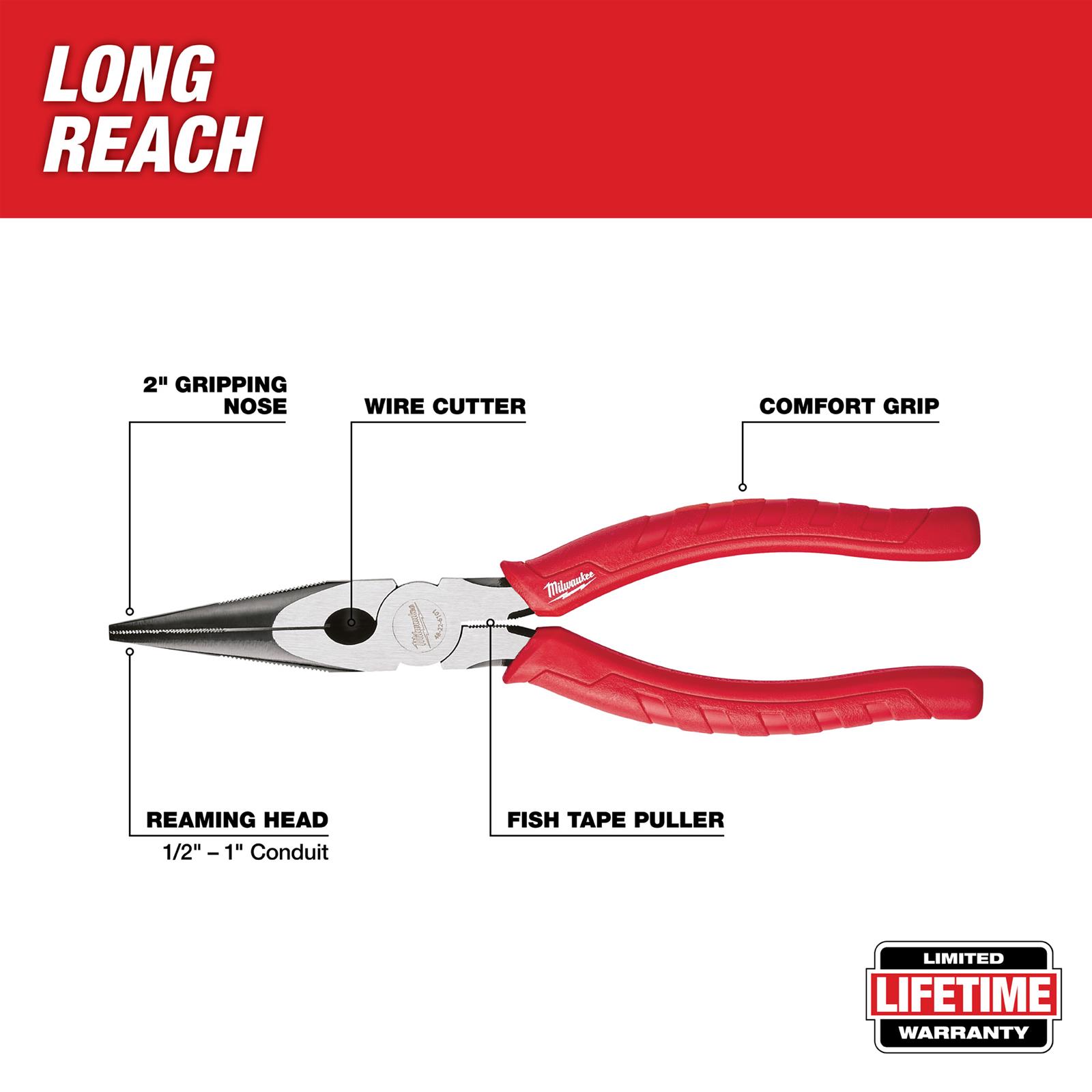 Milwaukee Tool 48-22-6101 Milwaukee Comfort Grip Long Nose Pliers
