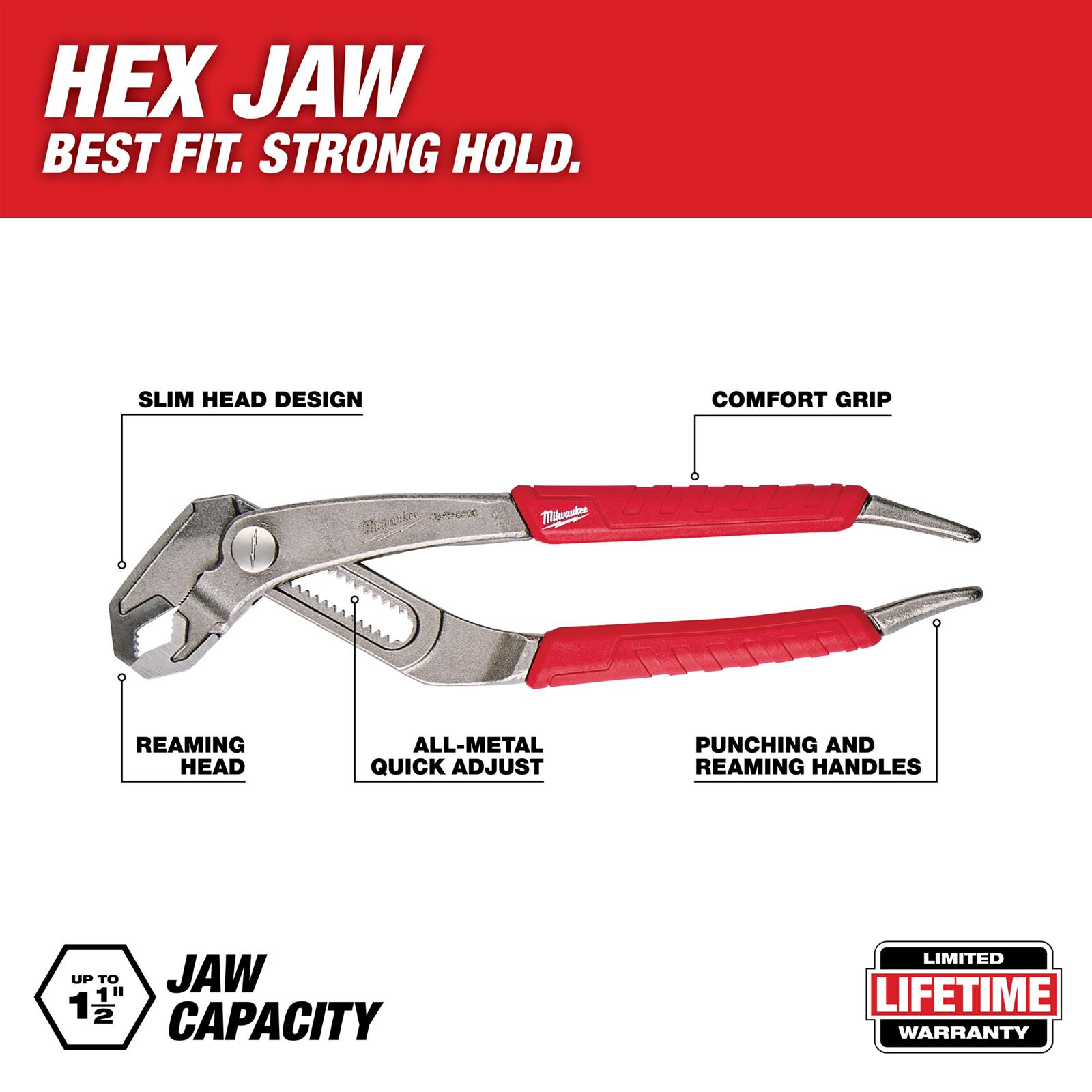 Milwaukee Tool 48226208 Milwaukee Comfort Grip Hex Jaw Pliers