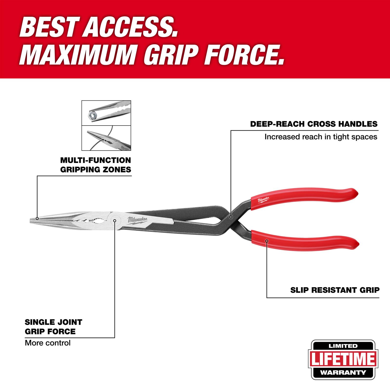 Milwaukee Tool 48-22-6541 Milwaukee Long Reach Pliers | Summit Racing